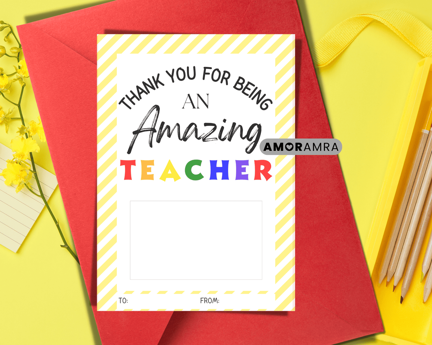 Teacher Gift Card Holder | Thank You Card - Amor Amra