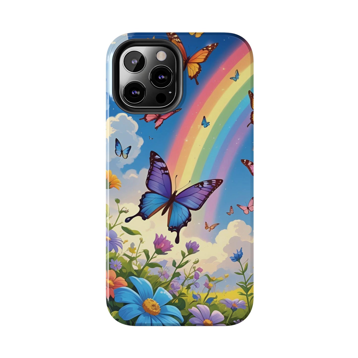 Retro Rainbow Butterfly iPhone Case