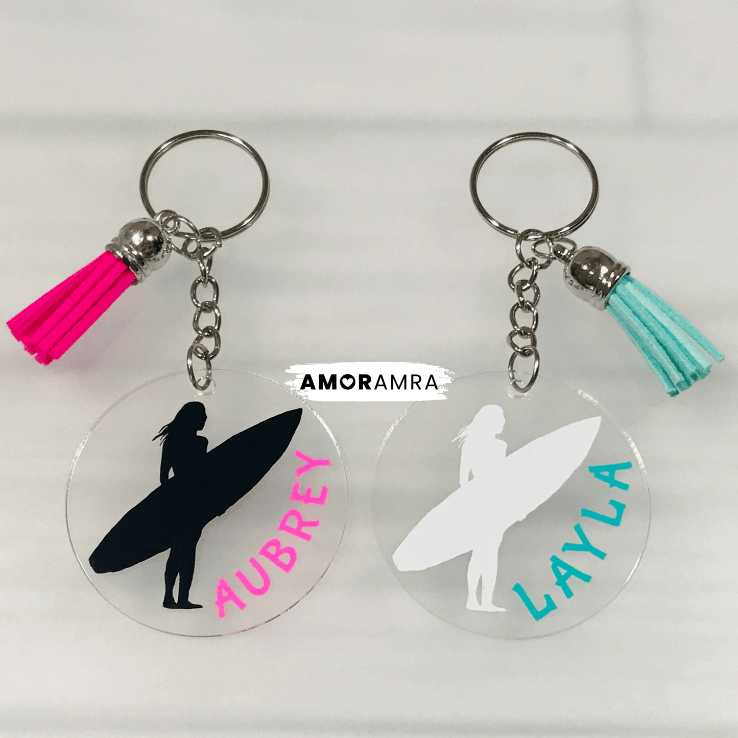Personalized Surfer Keychain | Surfboard Bag Tag - Amor Amra