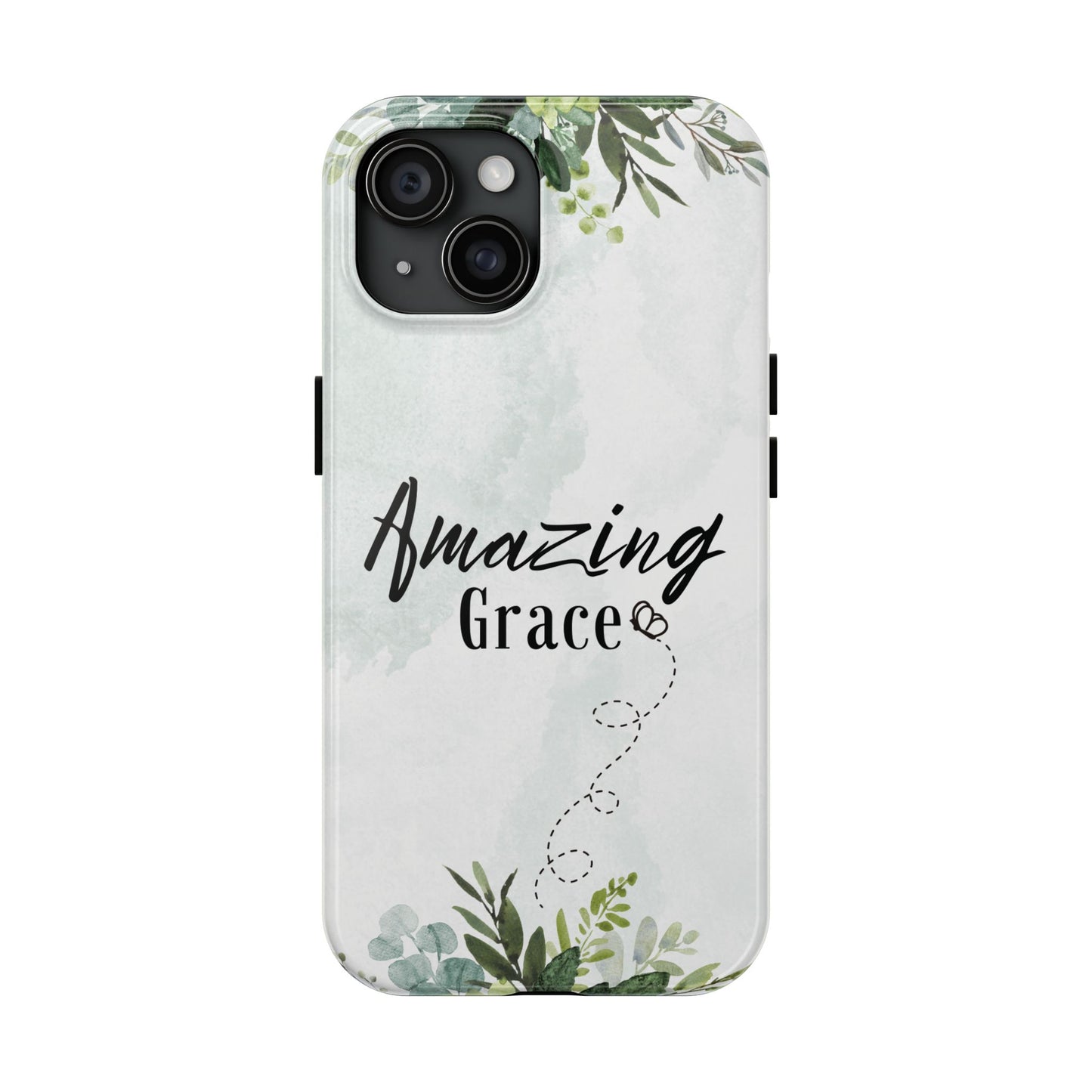 Watercolor Greenery Amazing Grace iPhone Case