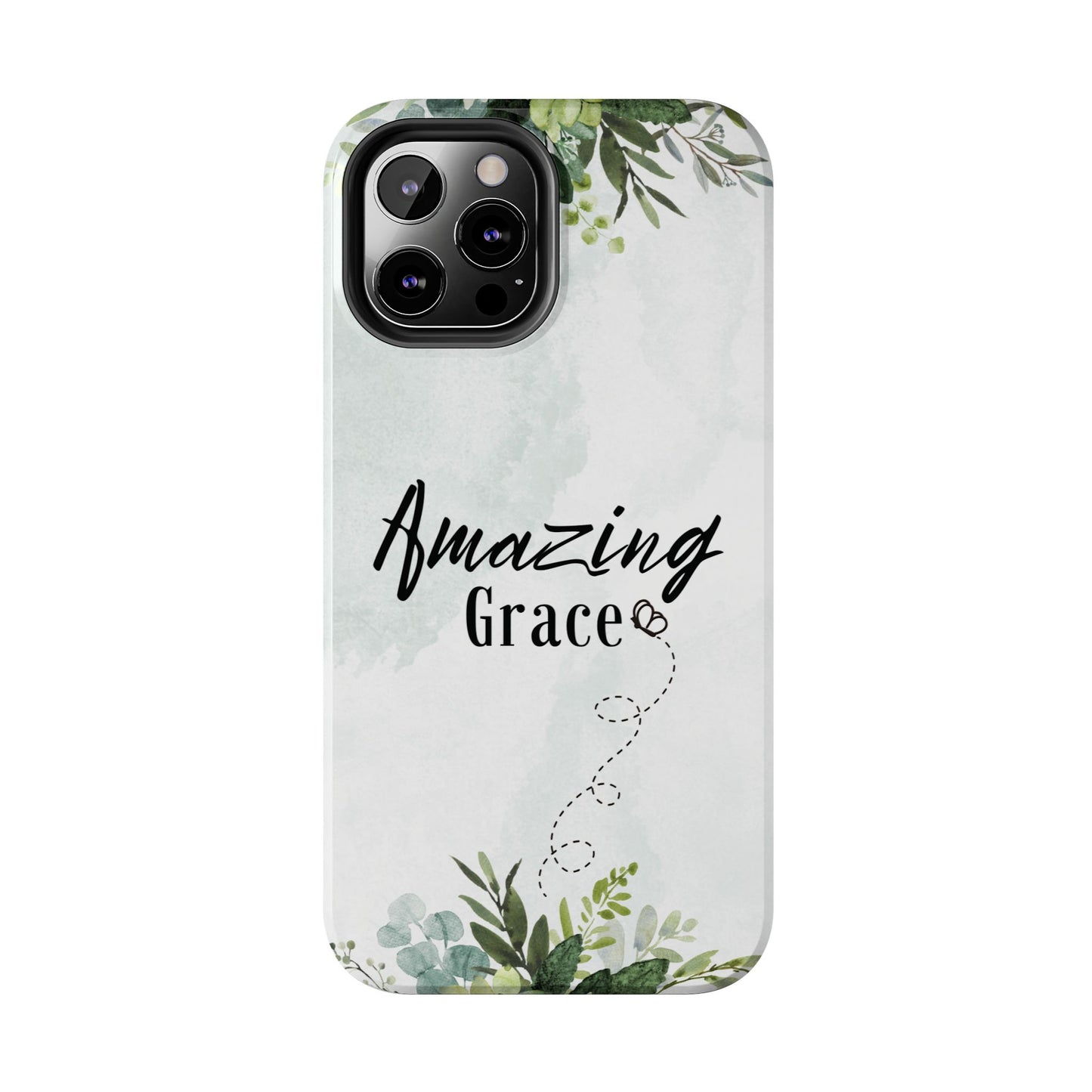 Watercolor Greenery Amazing Grace iPhone Case