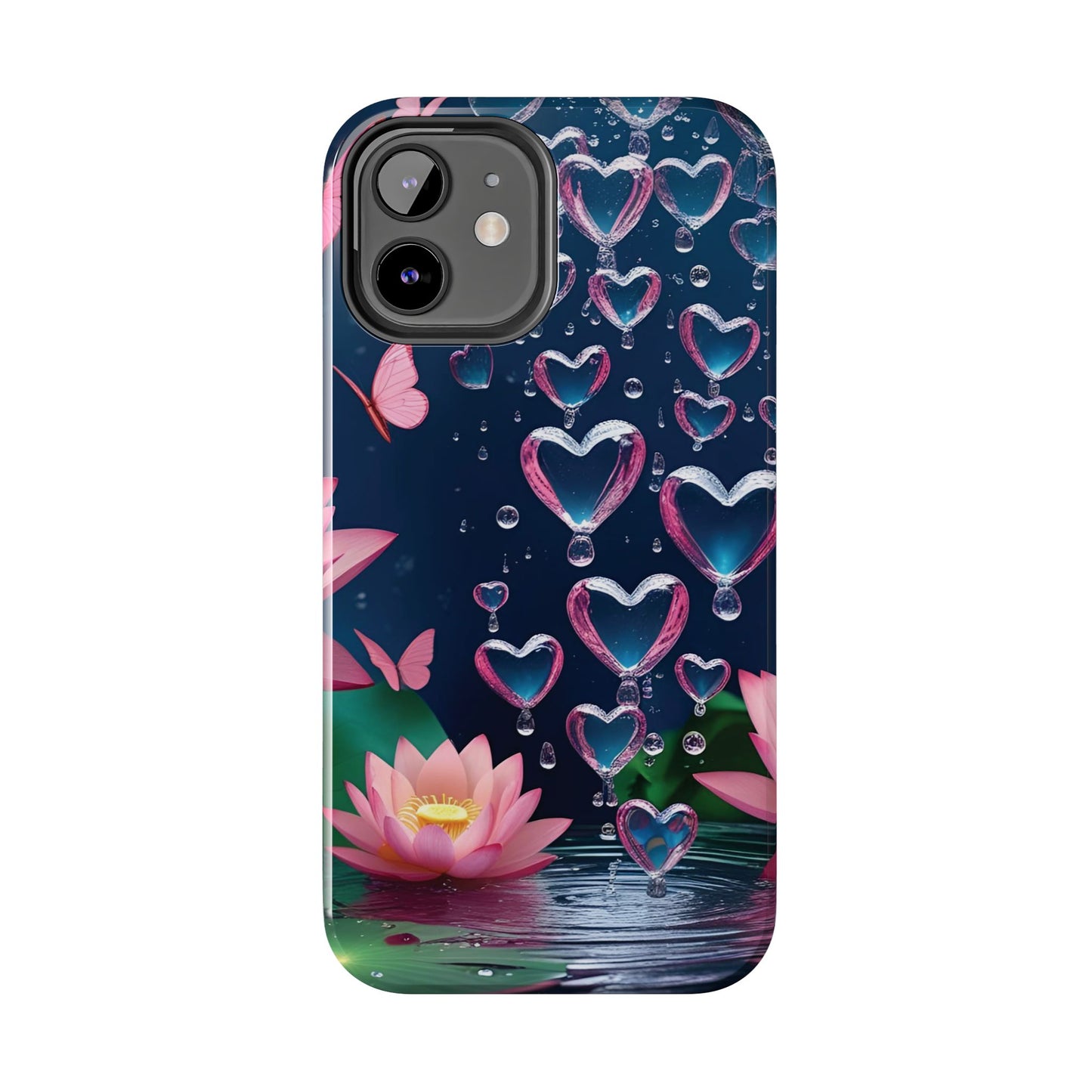 Pink Lotus Water Hearts iPhone Case