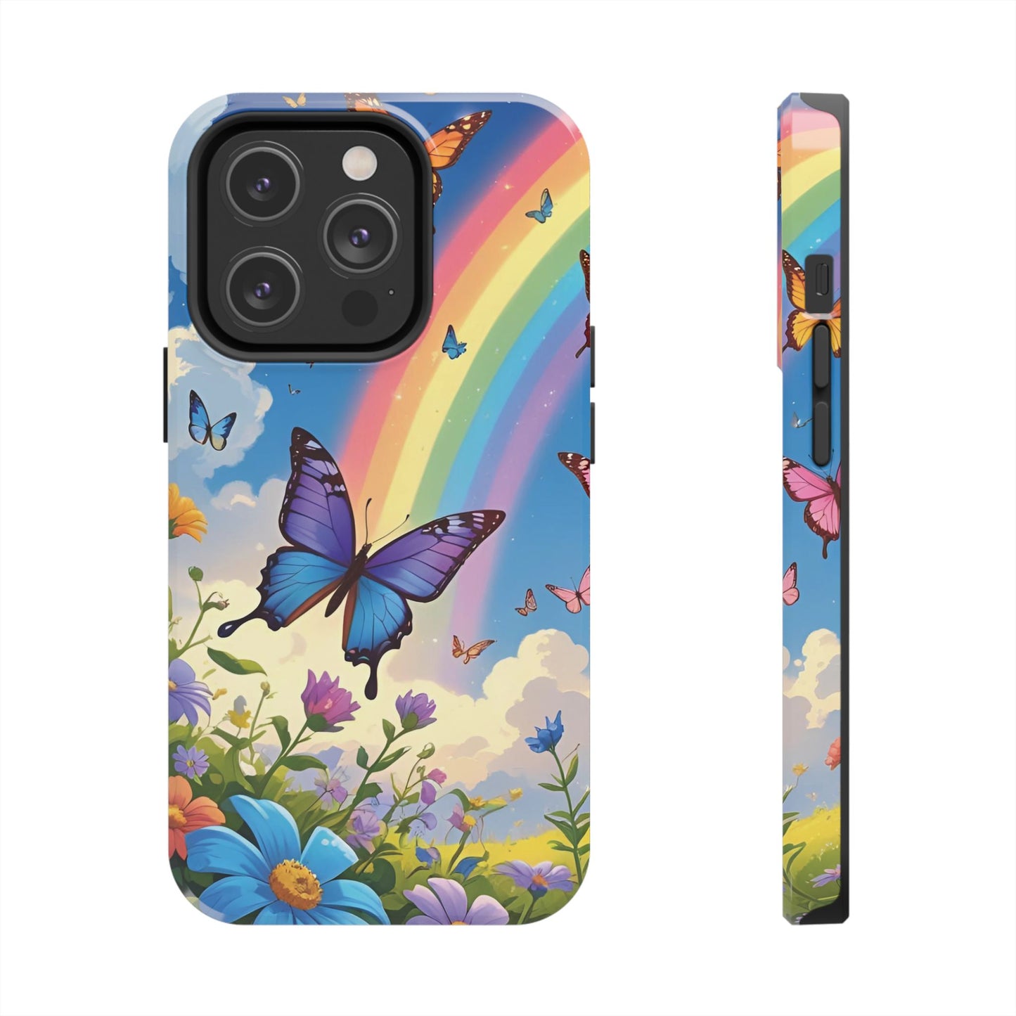 Retro Rainbow Butterfly iPhone Case