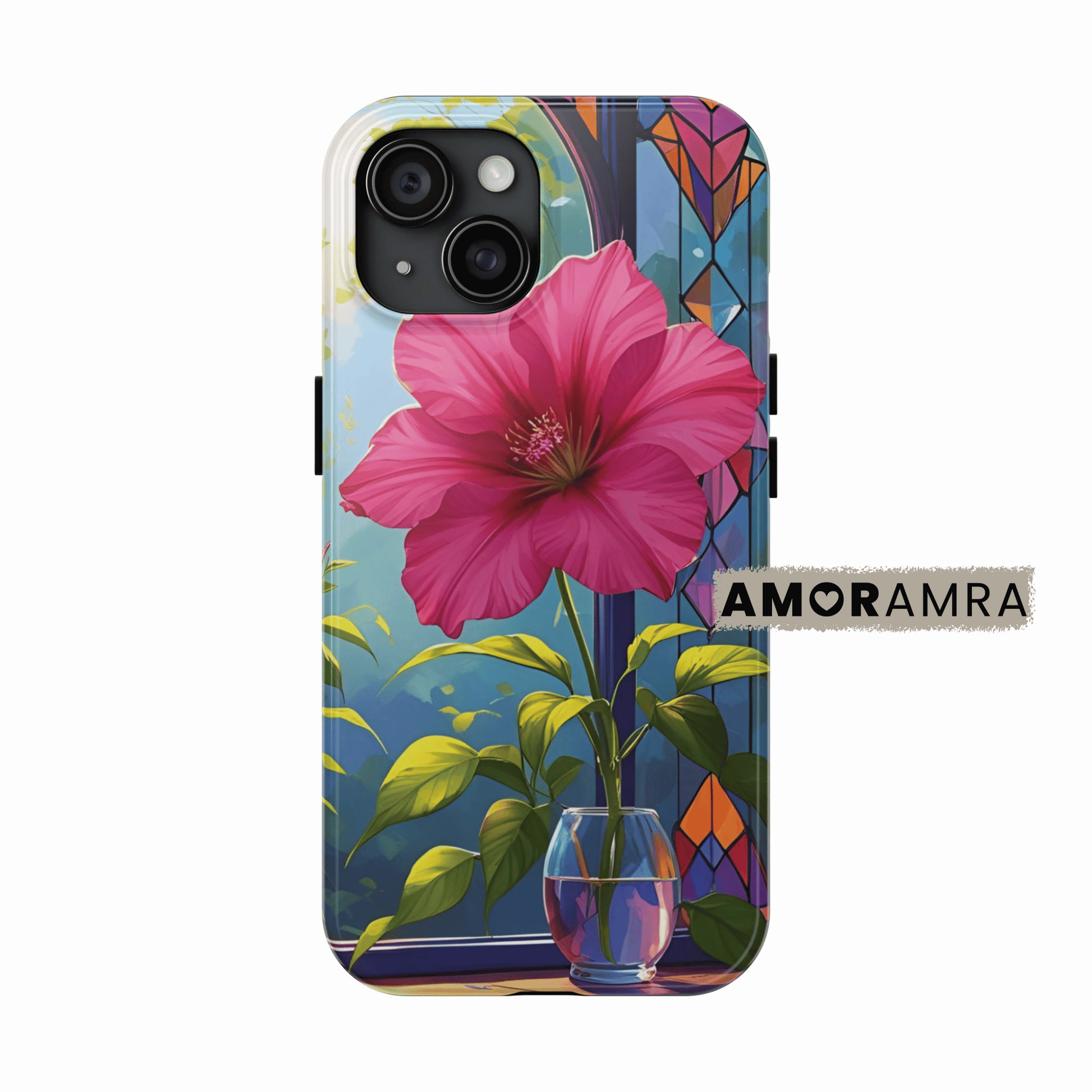 Bright Hibiscus Stained Glass iPhone Case
