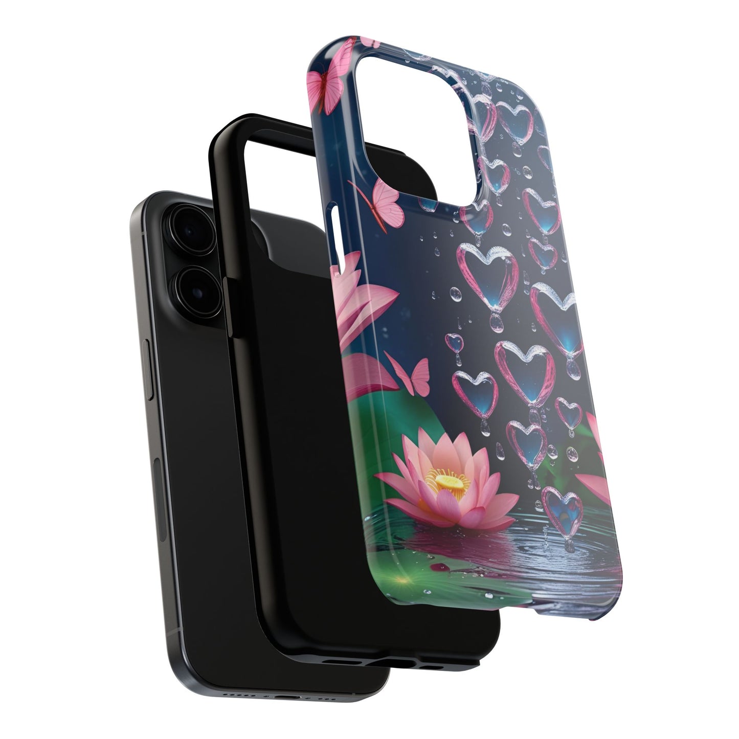 Pink Lotus Water Hearts iPhone Case