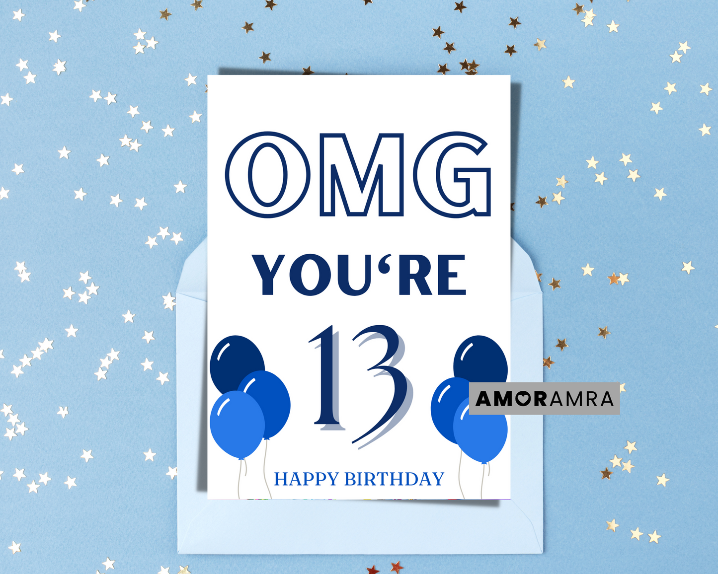 Birthday Card | OMG UR 13 (blue) - Amor Amra