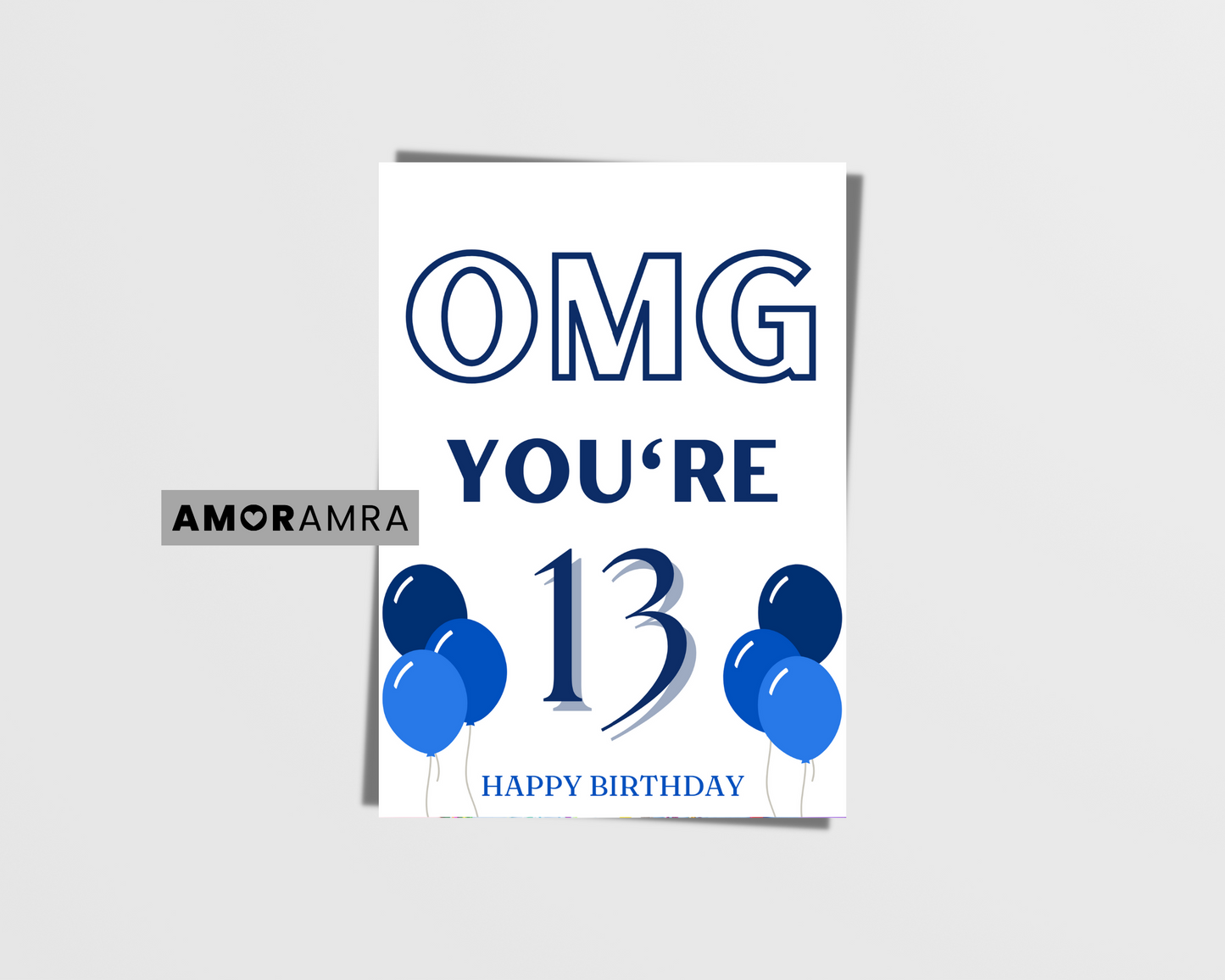 Birthday Card | OMG UR 13 (blue) - Amor Amra