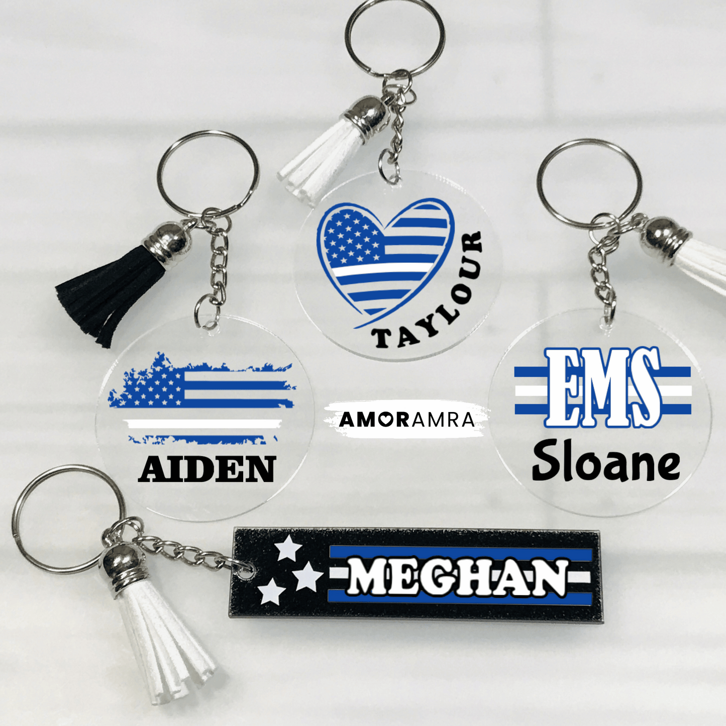 Personalized Thin White Line Keychain, Thin White Line Gift, TWL Gift, EMS Gift, EMT Keychain, Paramedic Gift, Emt Gift, Ems Keychain, ems emt emr gifts keychain, paramedic keychain, paramedic gift, aemt gift keychain, emt accessories, emt bulk gifts, thin white line flag gift keychain