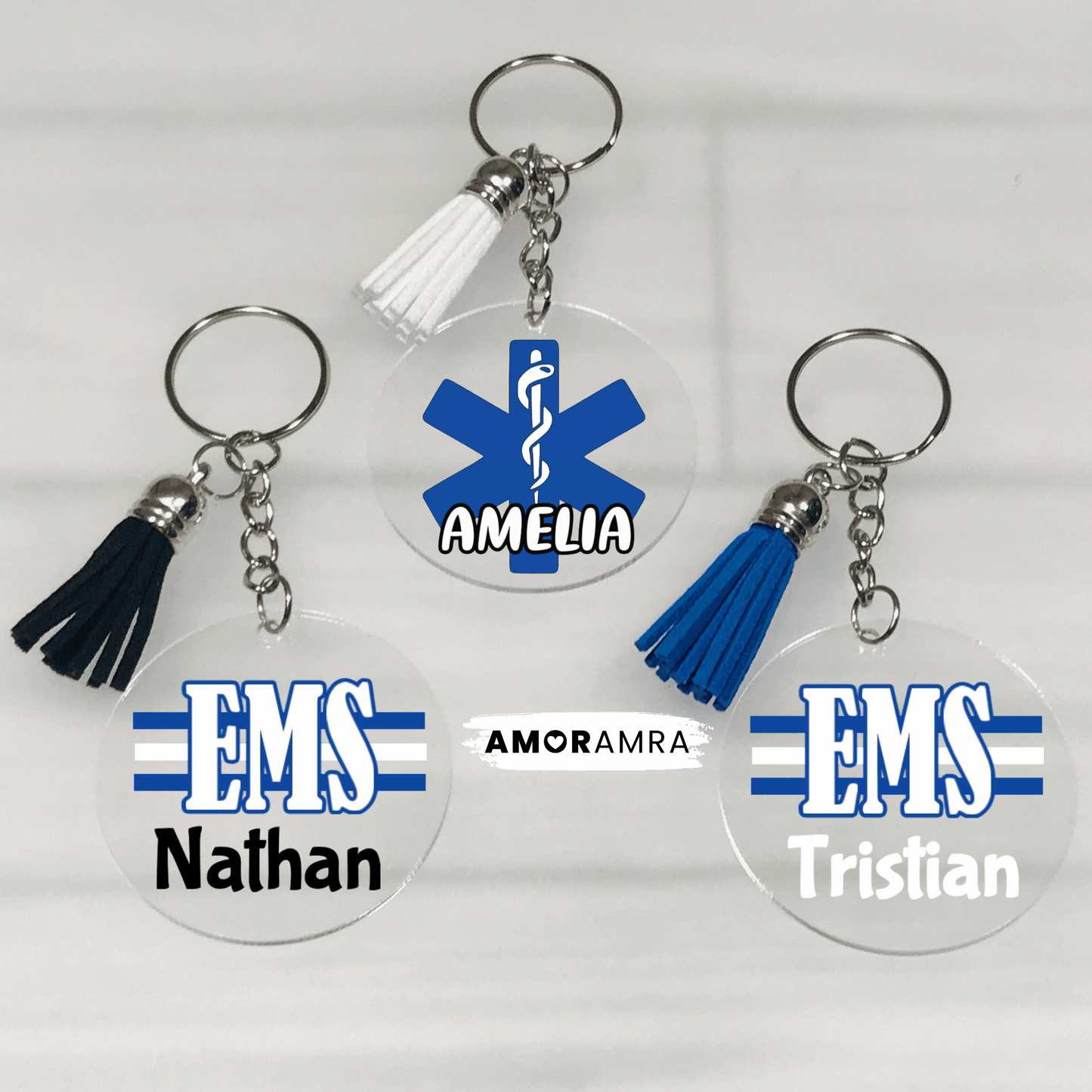 Personalized Thin White Line Keychain