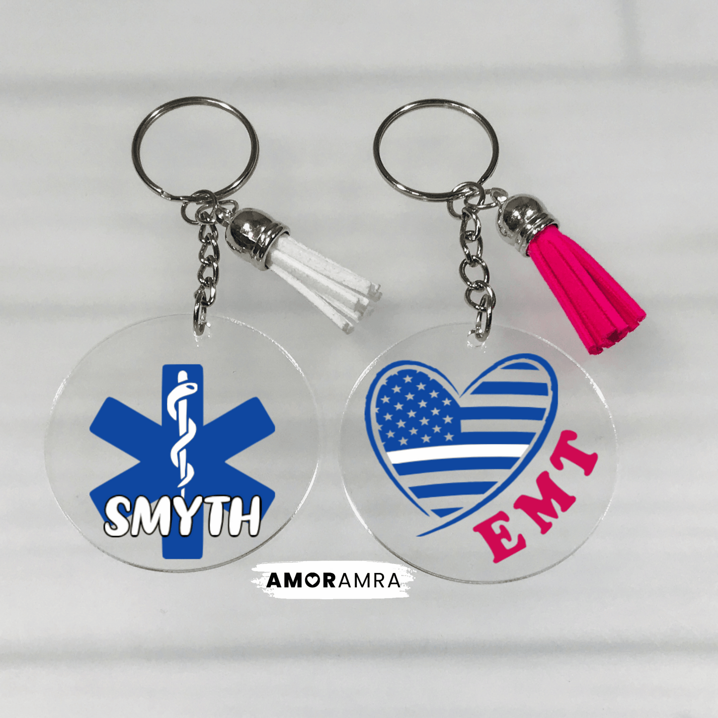 Personalized Thin White Line Keychain
