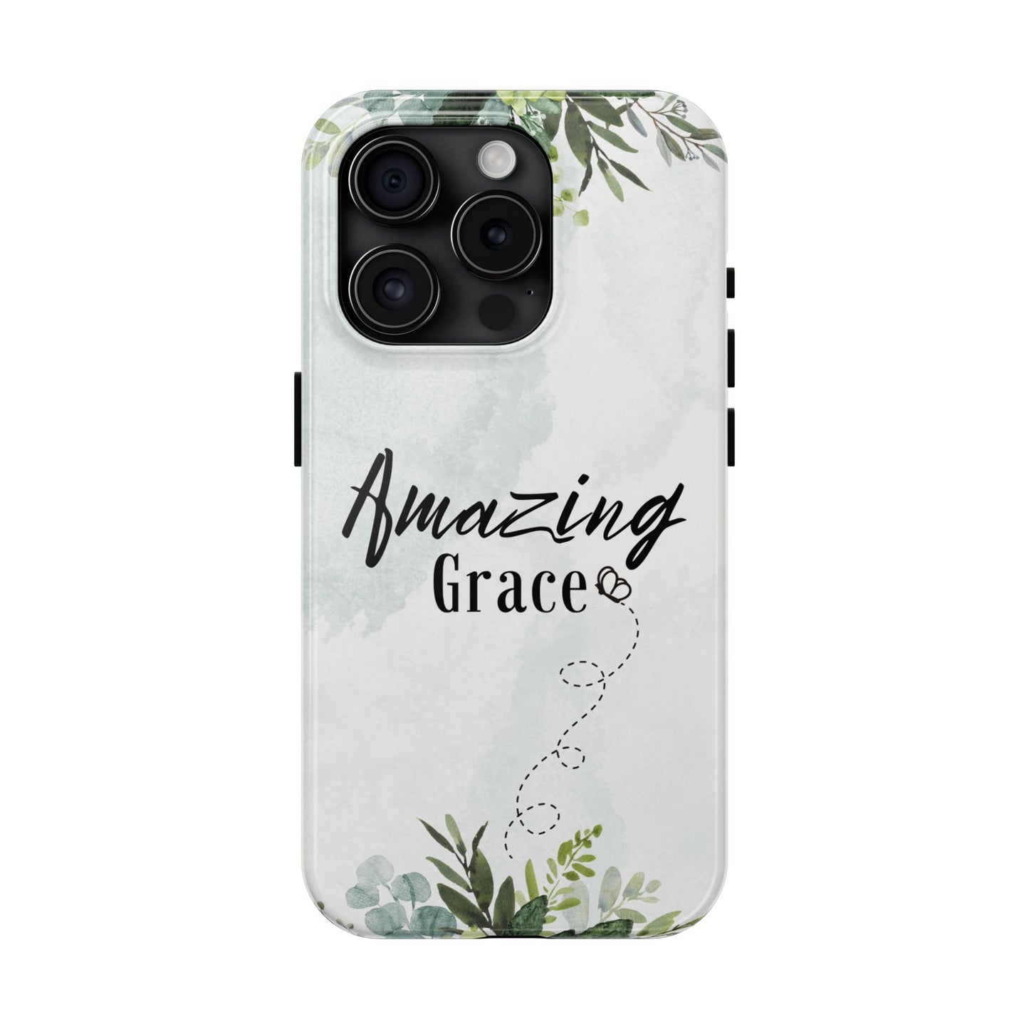 Watercolor Greenery Amazing Grace iPhone Case