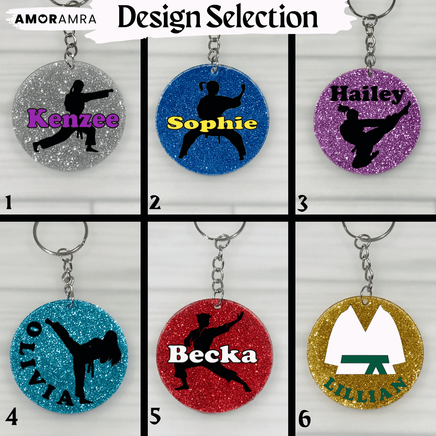 Personalized Glitter Martial Arts Keychain