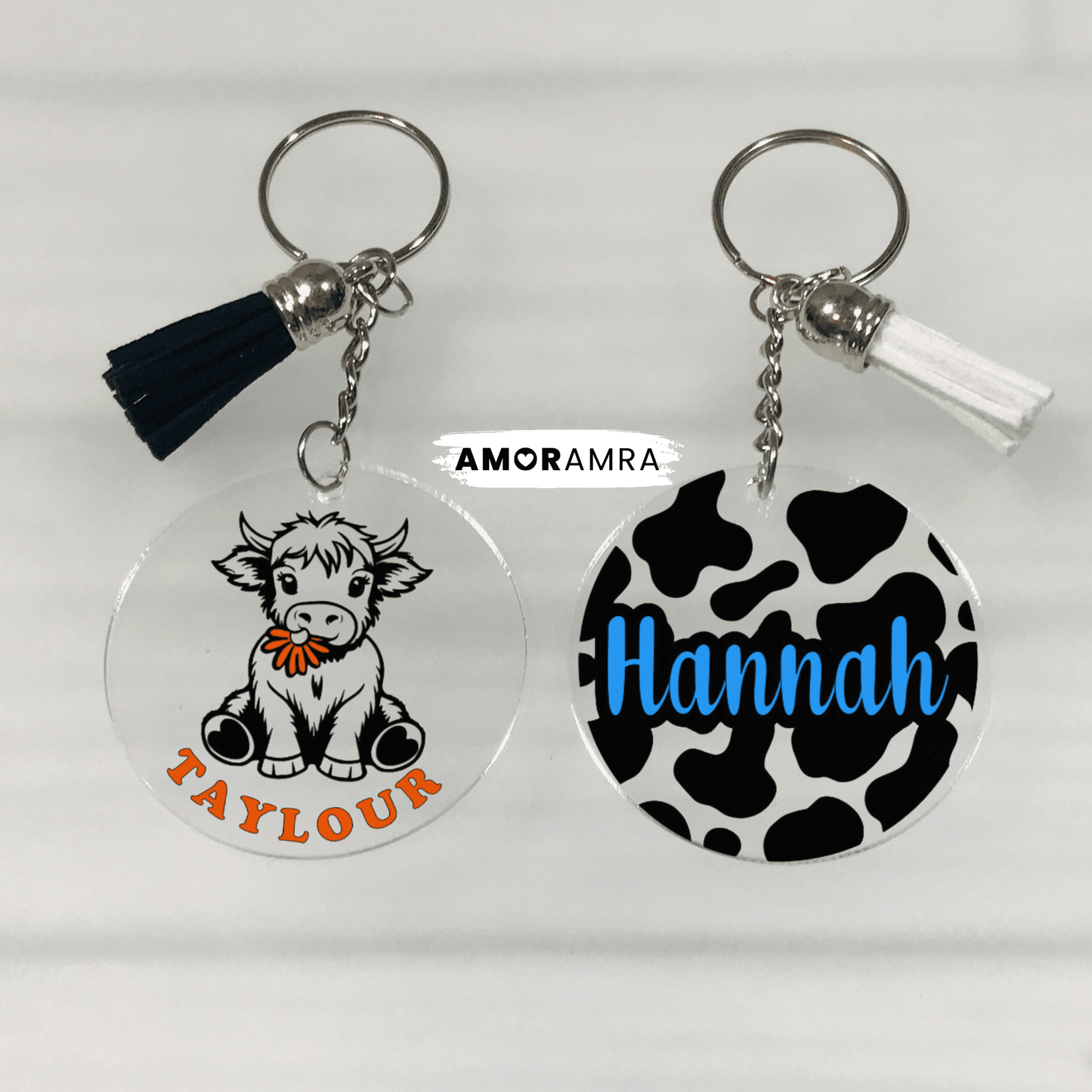 Personalized Highland Cow Keychain