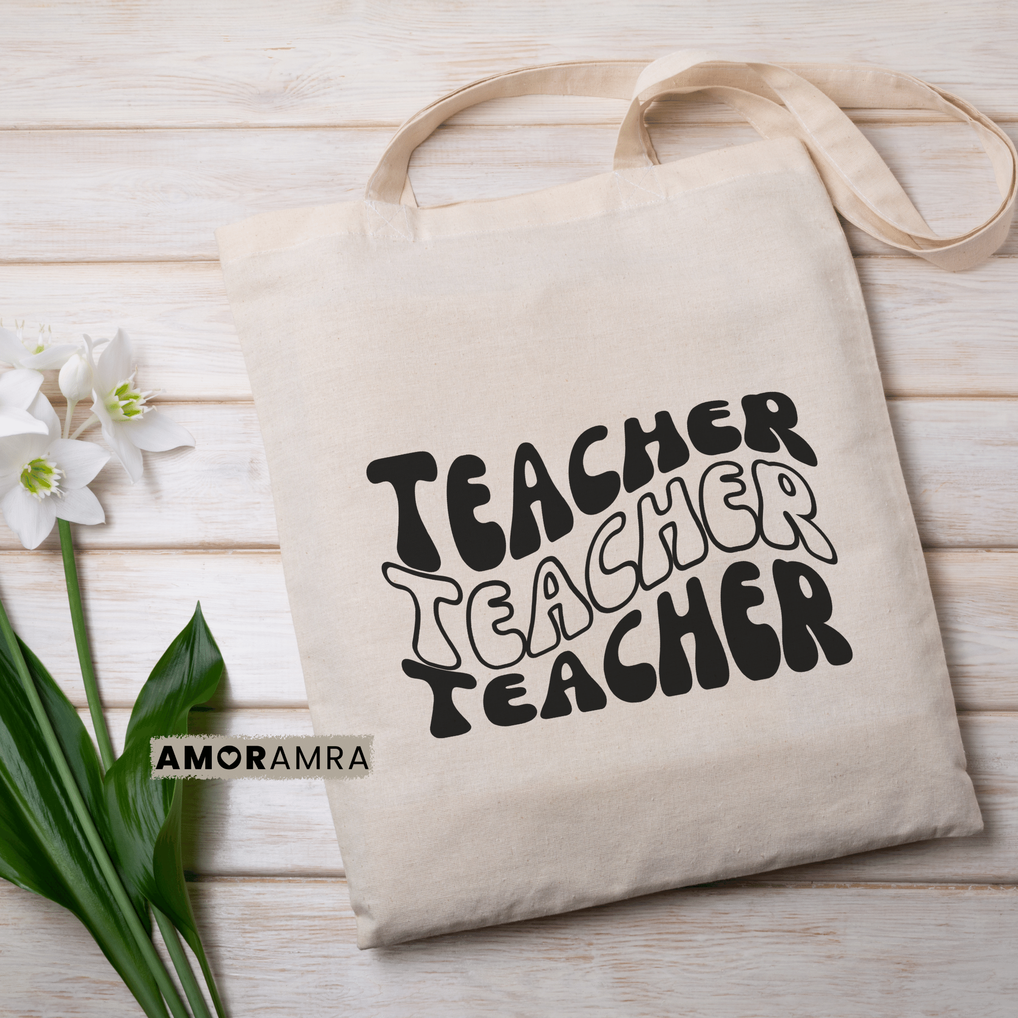 Teacher Tote Bag - Groovy Teacher Tote Bag - Amor Amra