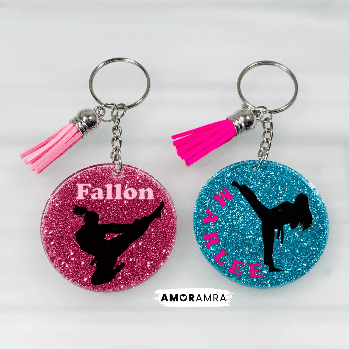 Personalized Glitter Martial Arts Keychain