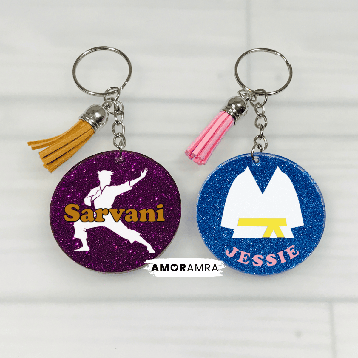 Personalized Glitter Martial Arts Keychain - Amor Amra
