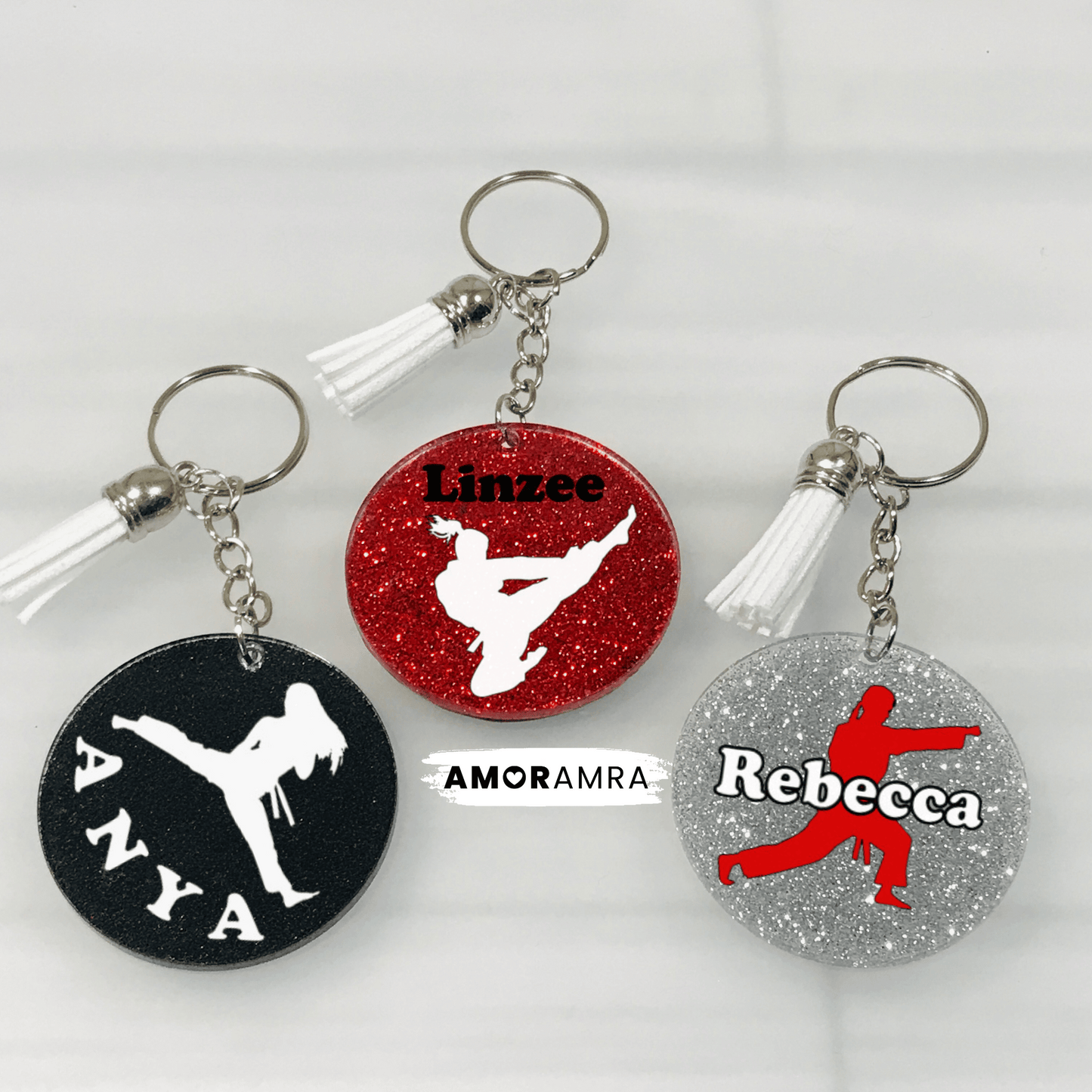 Personalized Glitter Martial Arts Keychain