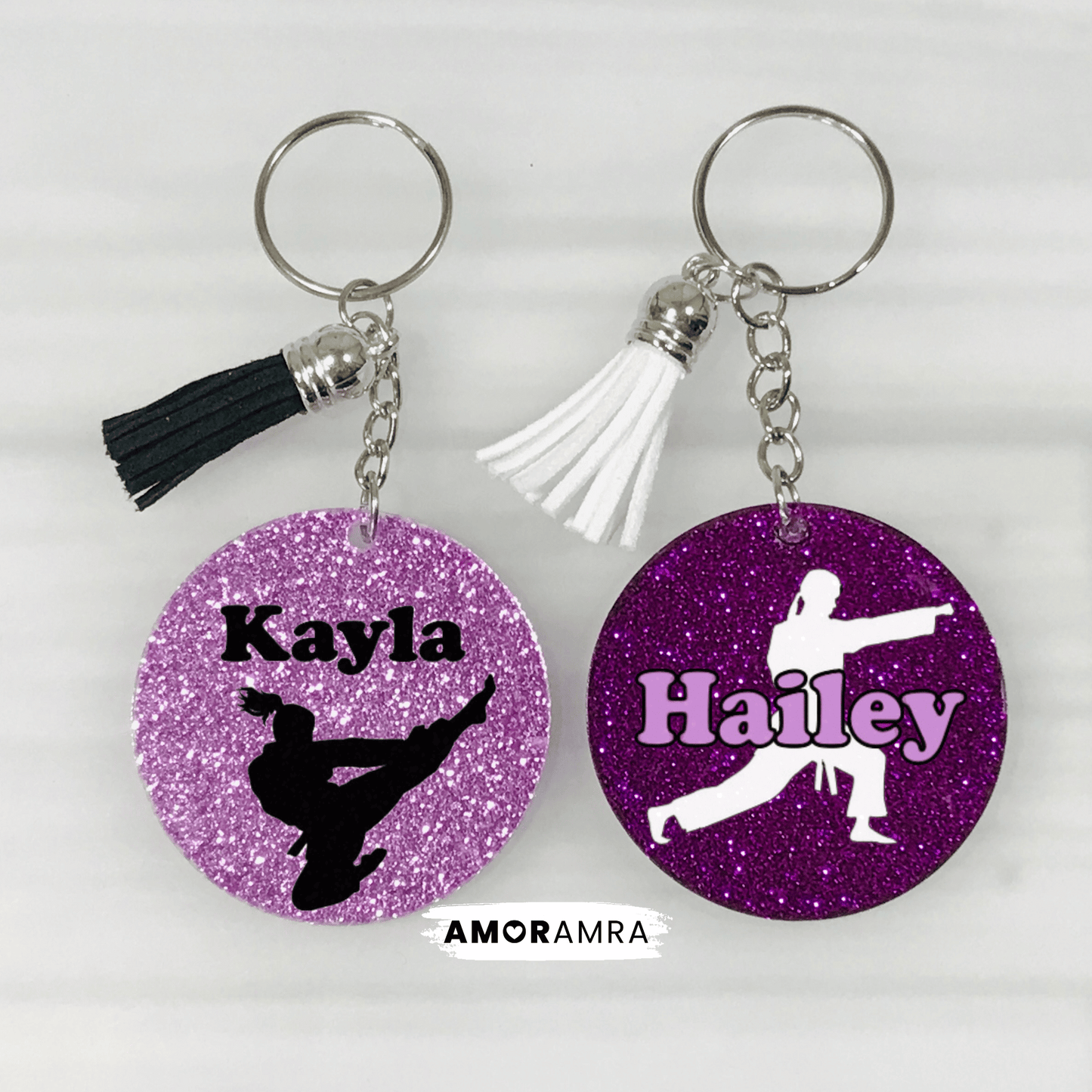 Personalized Glitter Martial Arts Keychain