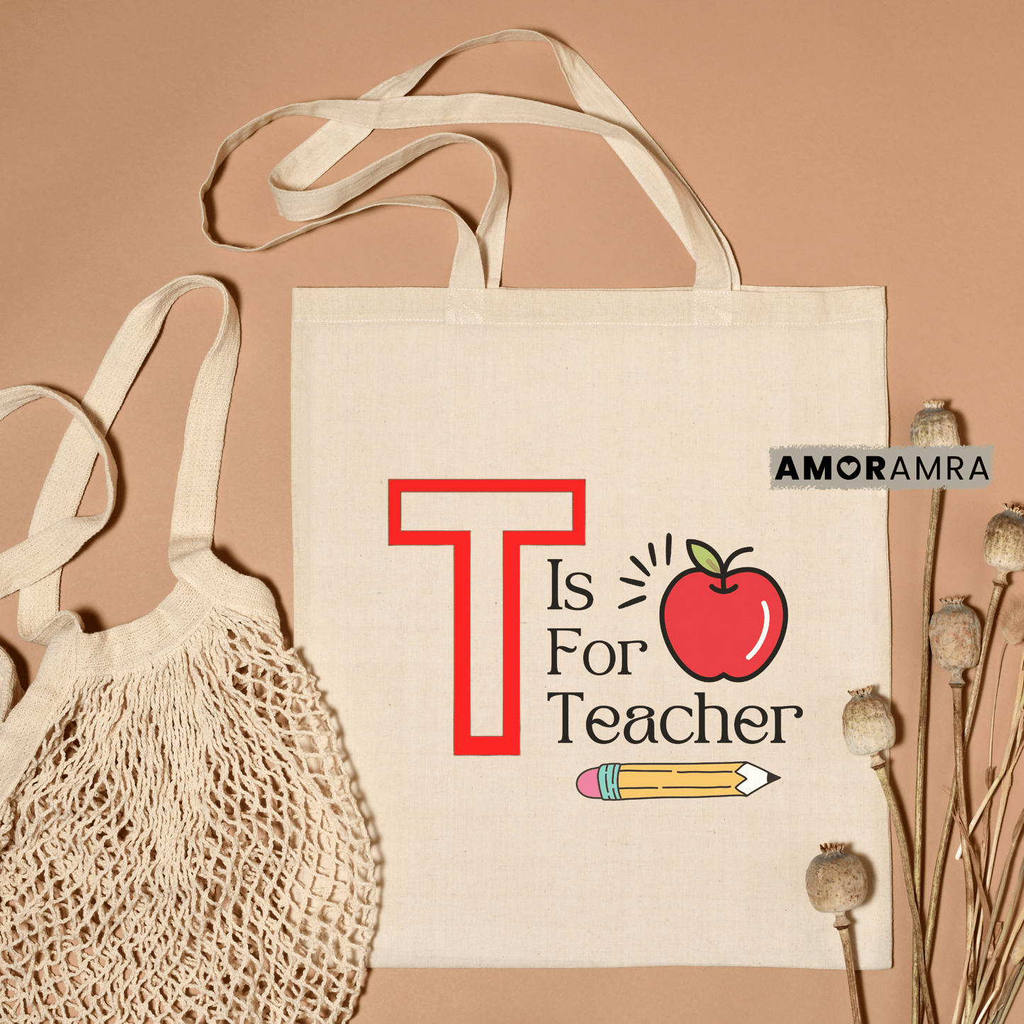 Teacher Tote Bag - T Is For Teacher - Amor Amra