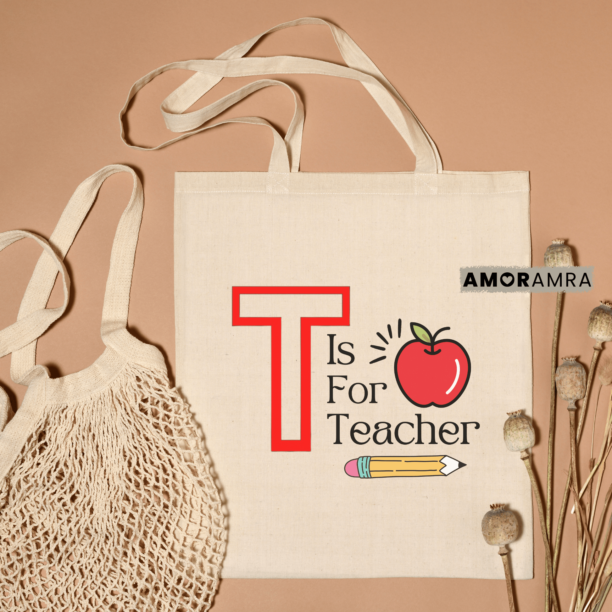 Teacher Tote Bag - T Is For Teacher - Amor Amra
