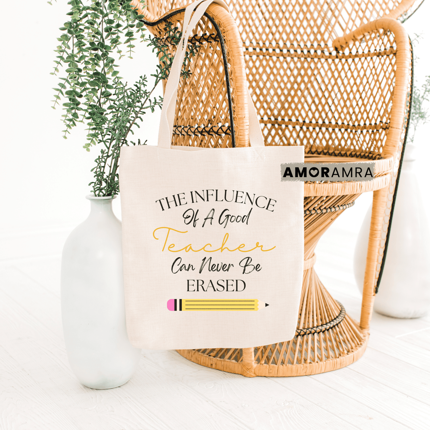 Teacher Tote Bag - The Influence Of A Good Teacher Can Never Be Erased Tote - Amor Amra