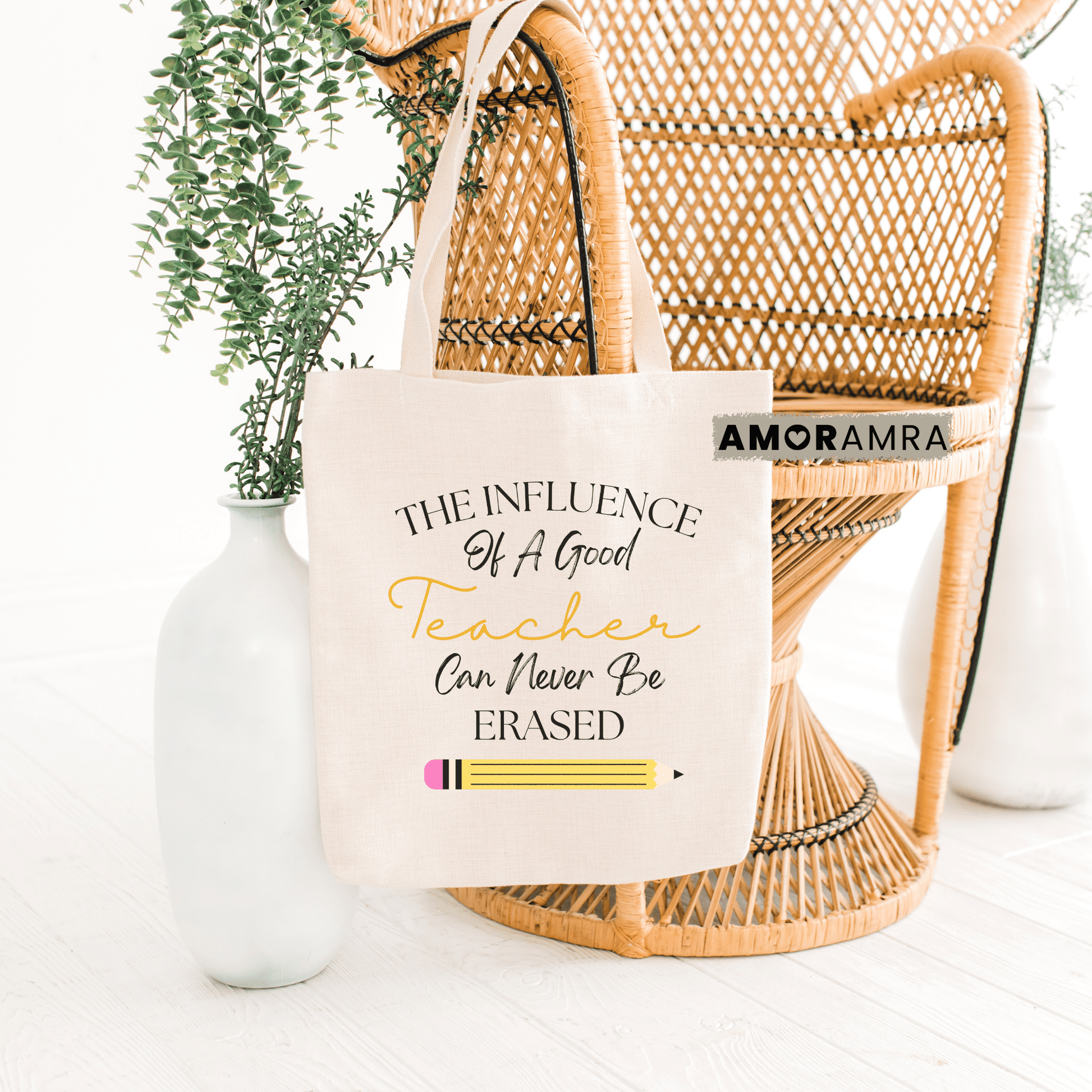 Teacher Tote Bag - The Influence Of A Good Teacher Can Never Be Erased Tote - Amor Amra