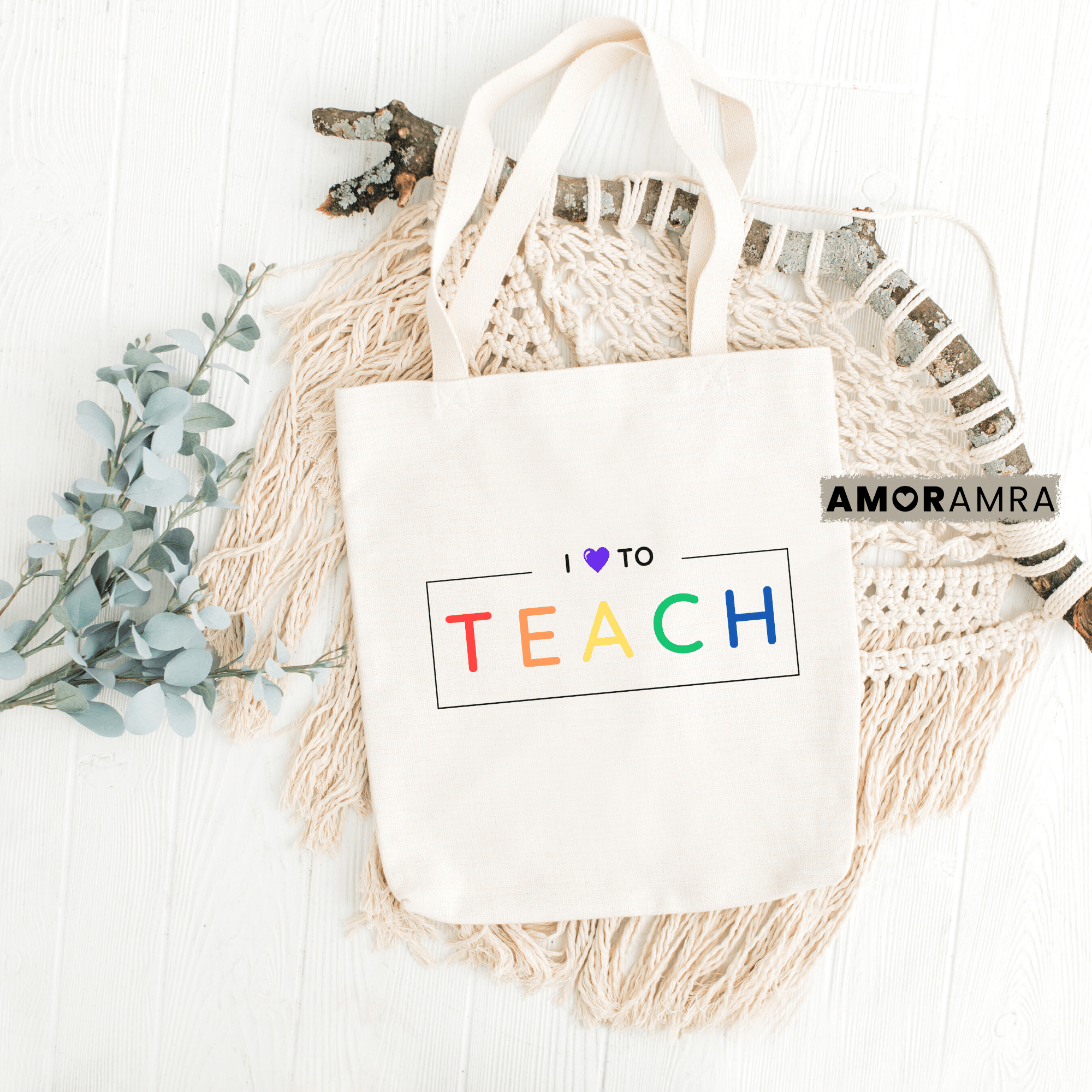 Teacher Tote Bag - I Love to Teach - Amor Amra