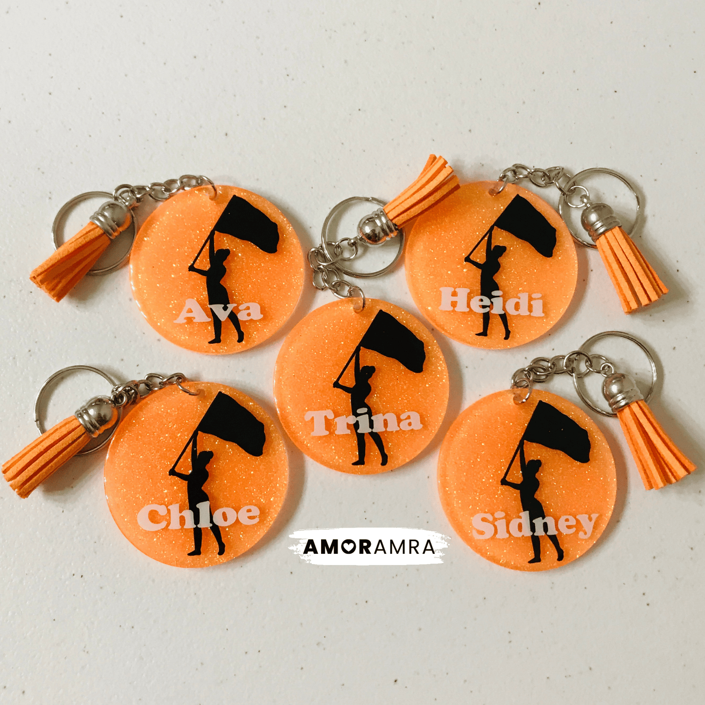 Personalized Glitter Color Guard Keychain