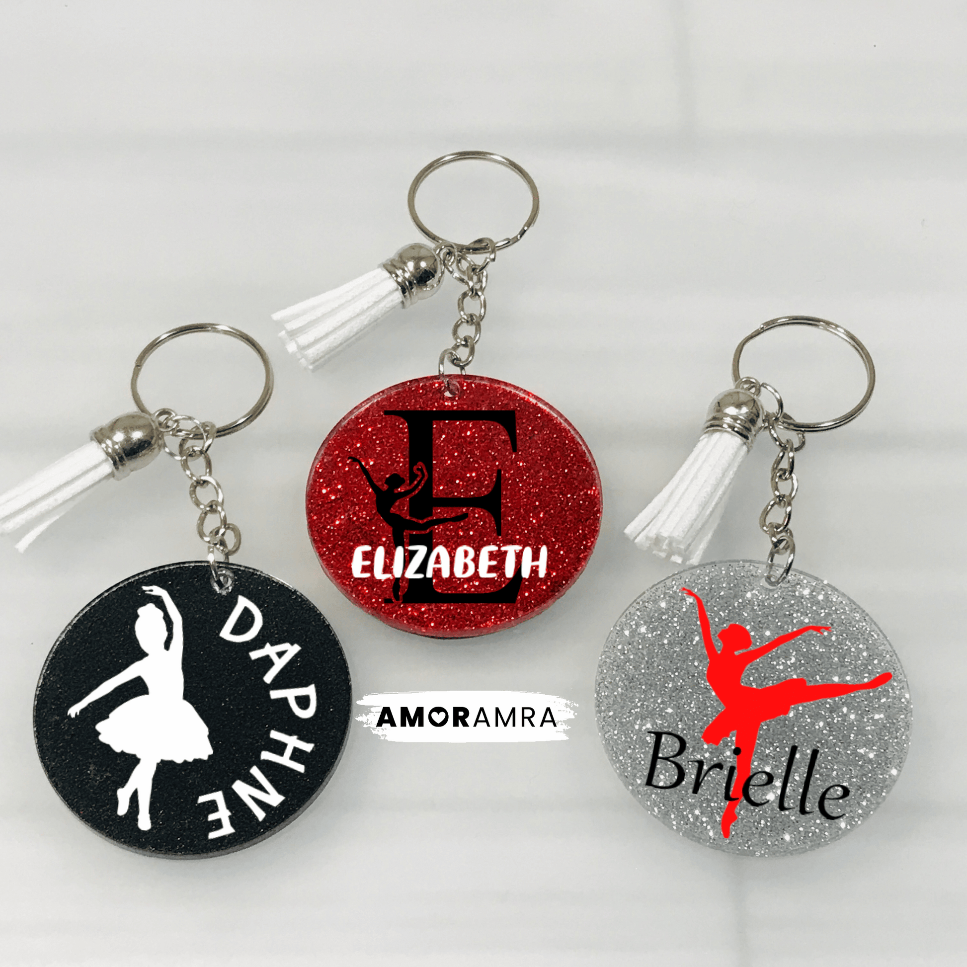 Personalized Glitter Ballet Keychain - Amor Amra