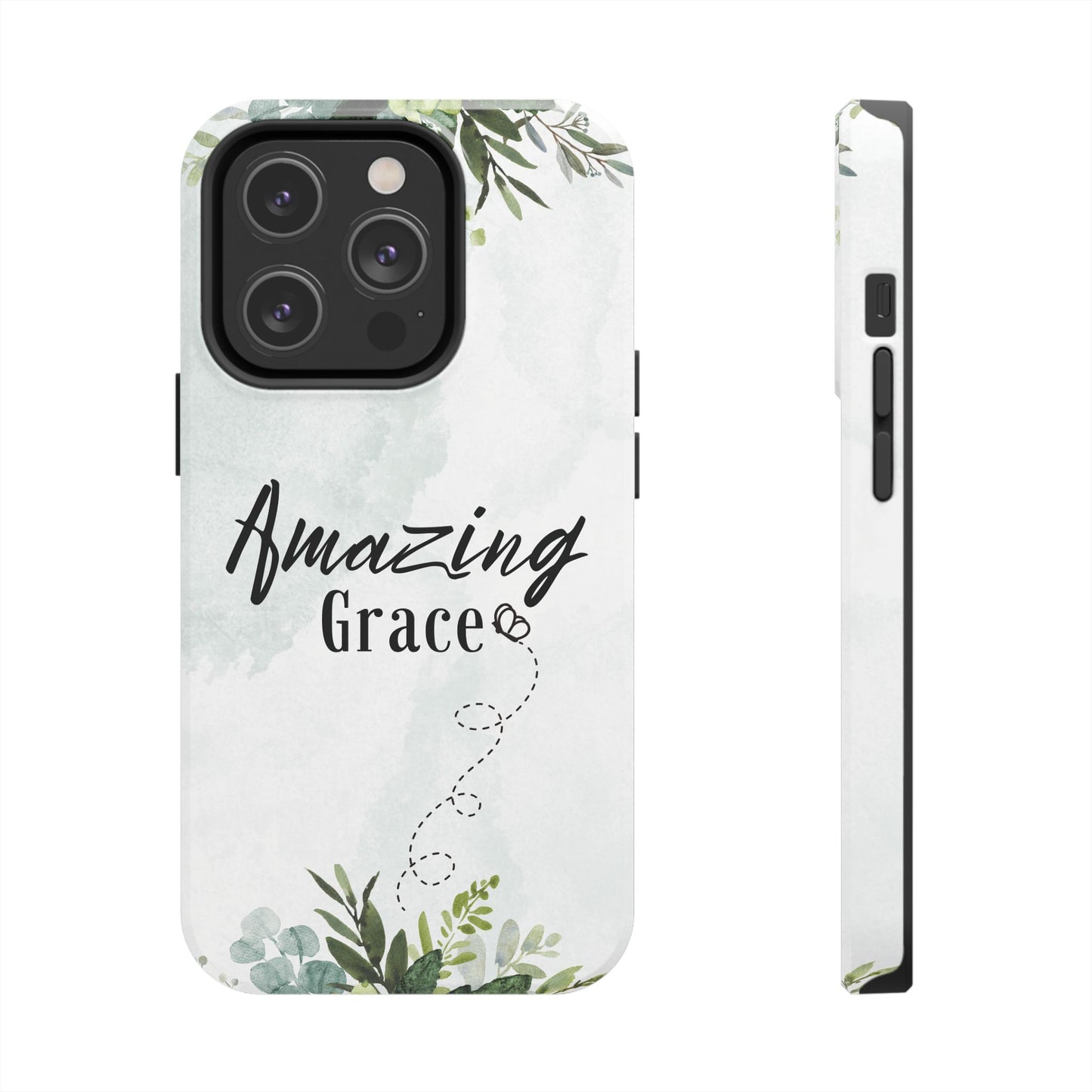 Watercolor Greenery Amazing Grace iPhone Case