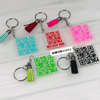 QR Code Keychain | Scannable Keychain - Amor Amra