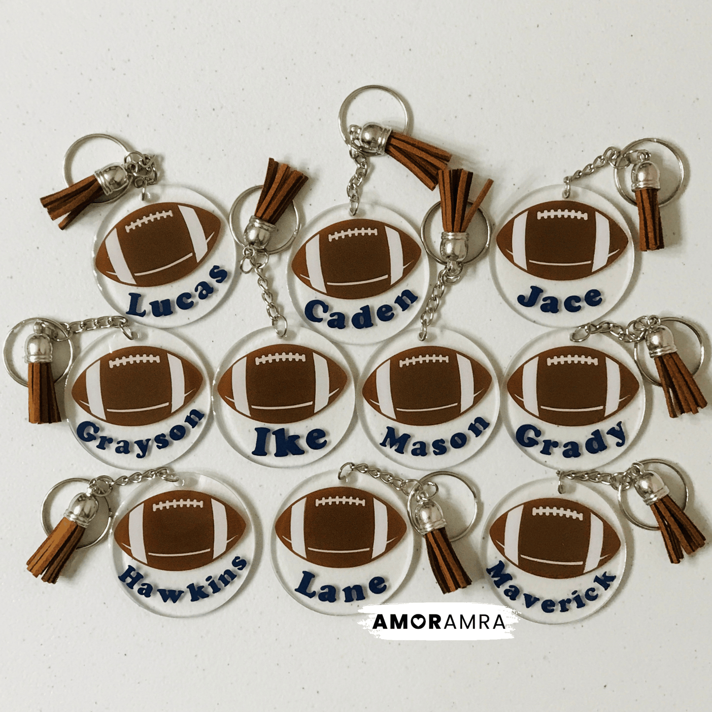 Personalized Football Keychain | Helmet Bag Tag - Amor Amra