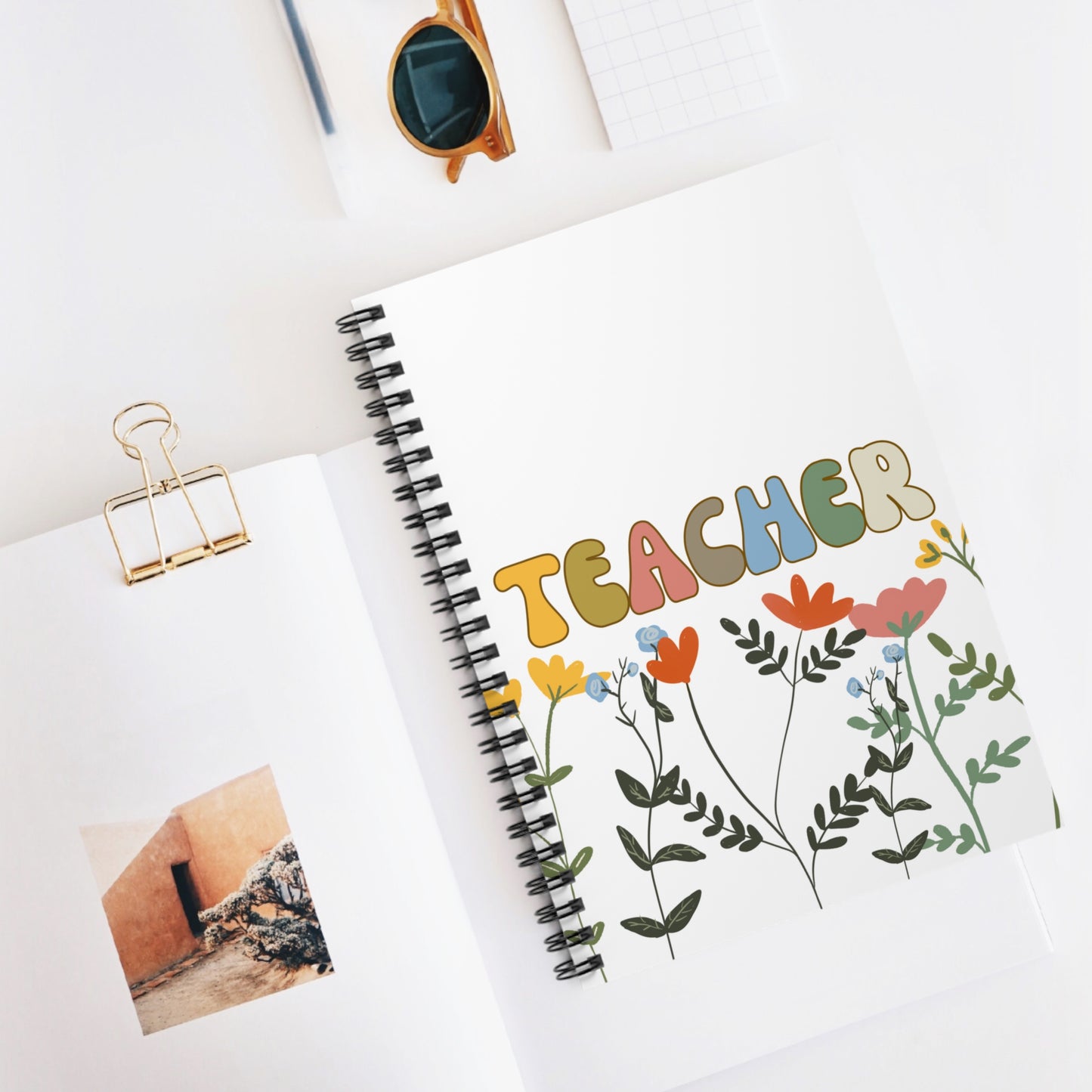 Teacher w/ Flowers Notebook