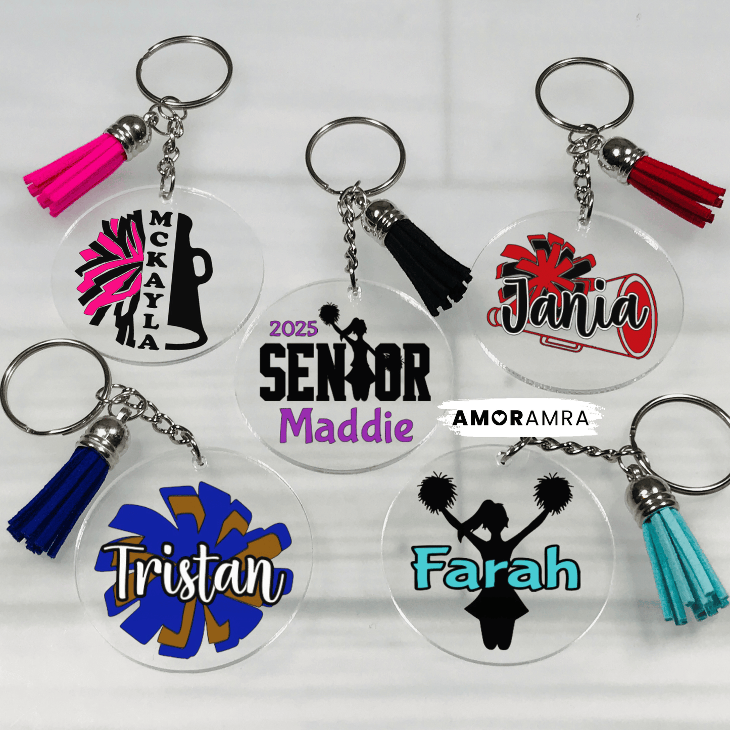 Personalized Cheerleader Keychains, Cheer Team Gift, Cheer Bow, Cheer Gift, Cheer Bag Tag, Custom Cheerleader Gift, Cheerleader Accessories