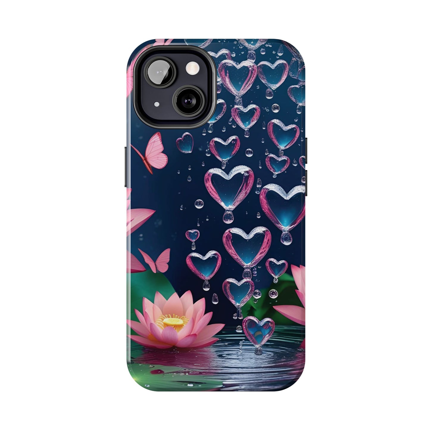 Pink Lotus Water Hearts iPhone Case