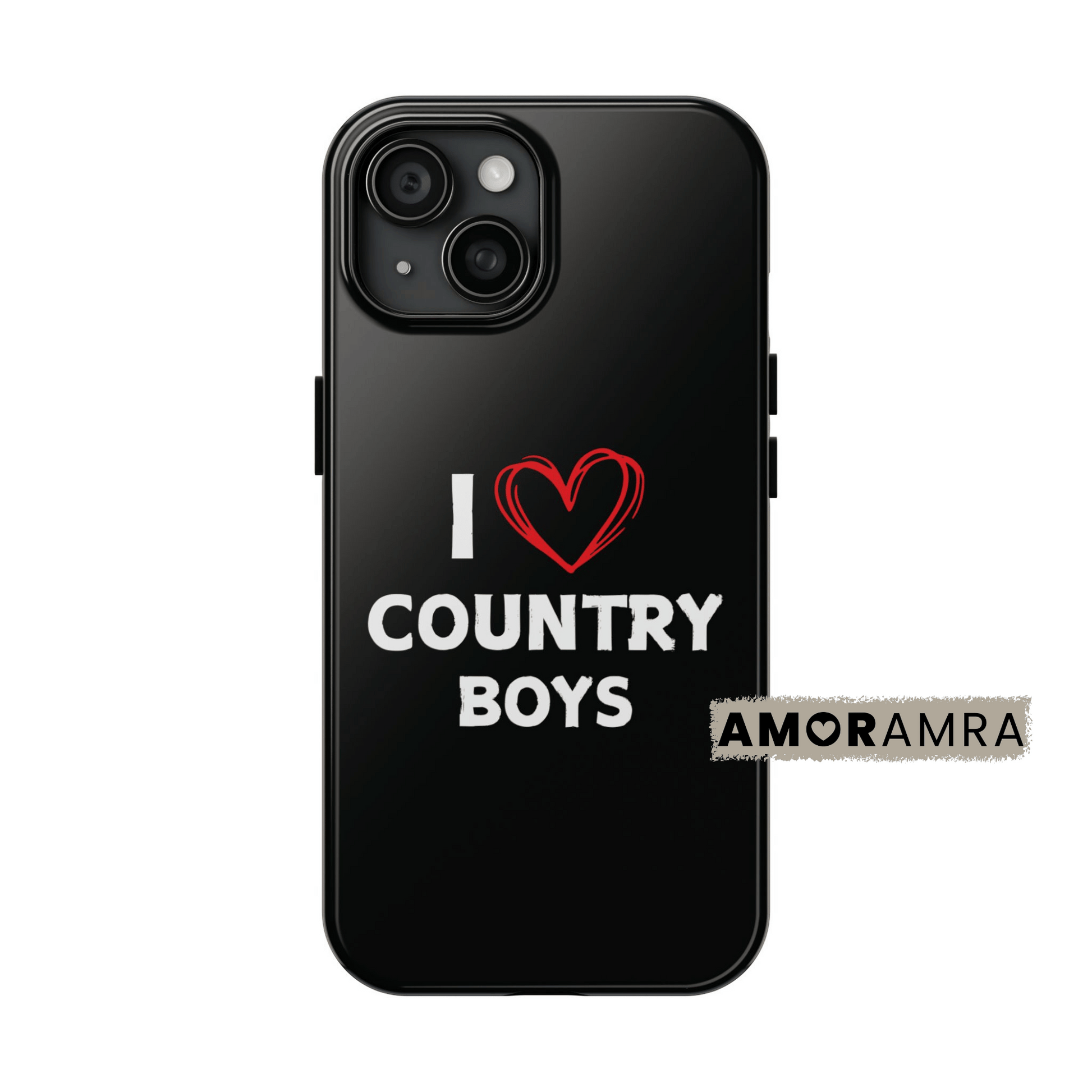 Black phone case with 'I ❤️ COUNTRY BOYS' text. I Love Country Boys iPhone Case