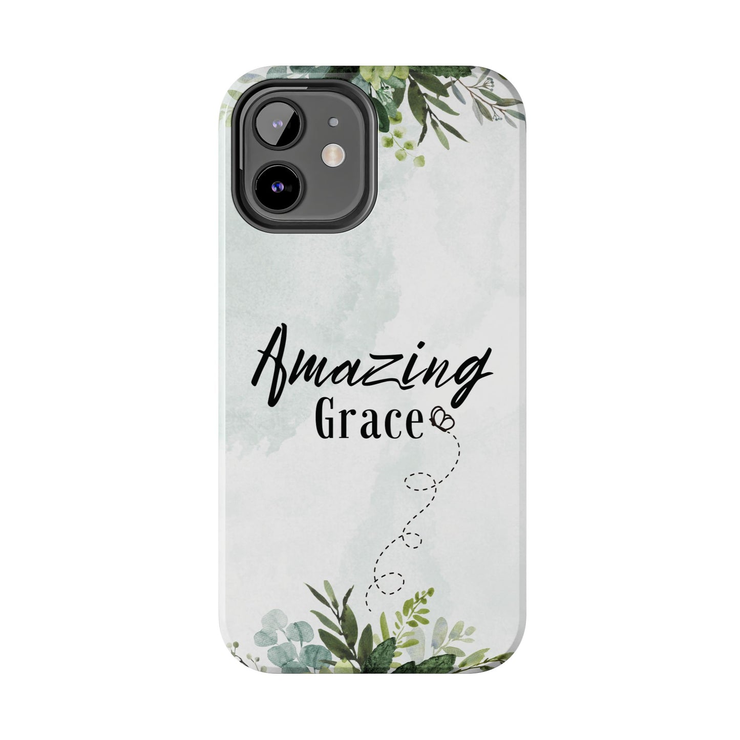 Watercolor Greenery Amazing Grace iPhone Case