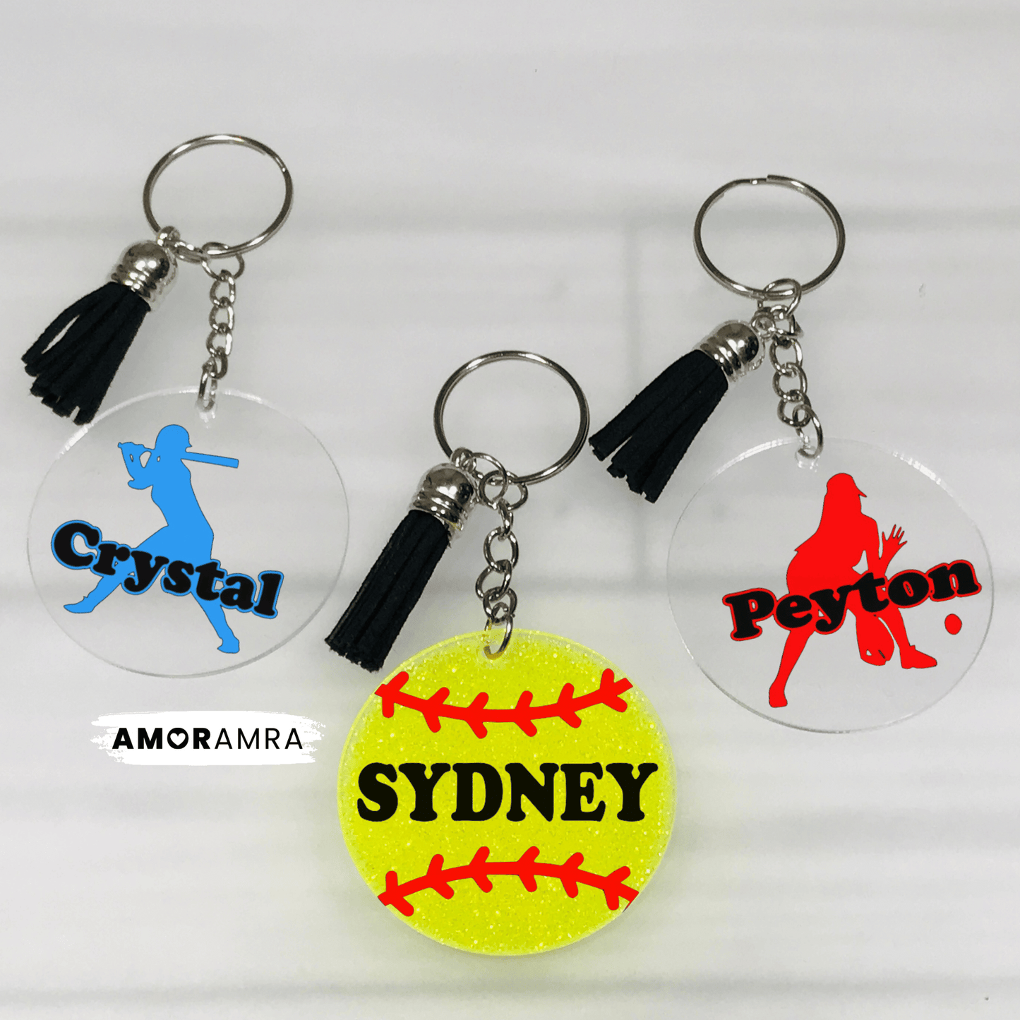 Personalized Softball Keychain