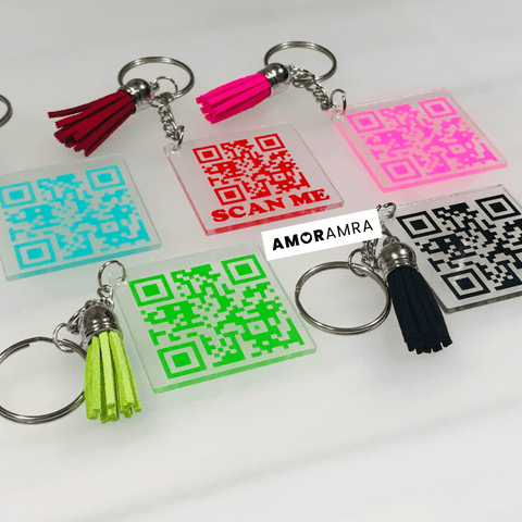 QR Code Keychain | Scannable Keychain - Amor Amra