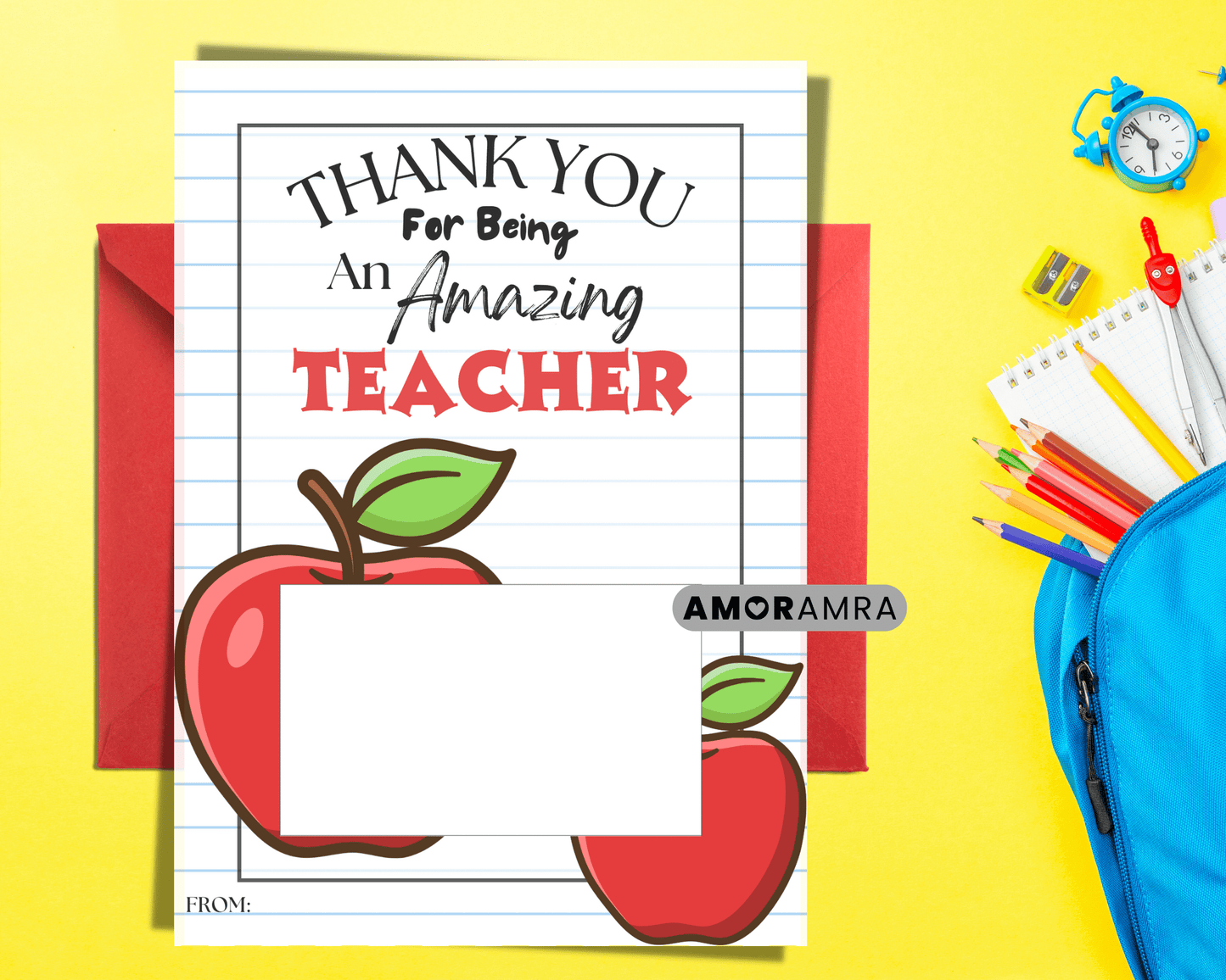 Teacher Gift Card Holder | Thank You Card - Amor Amra