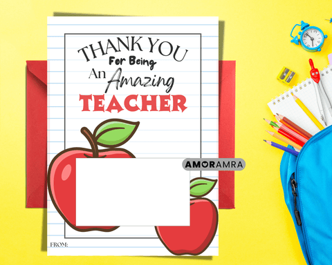 Teacher Gift Card Holder | Thank You Card - Amor Amra