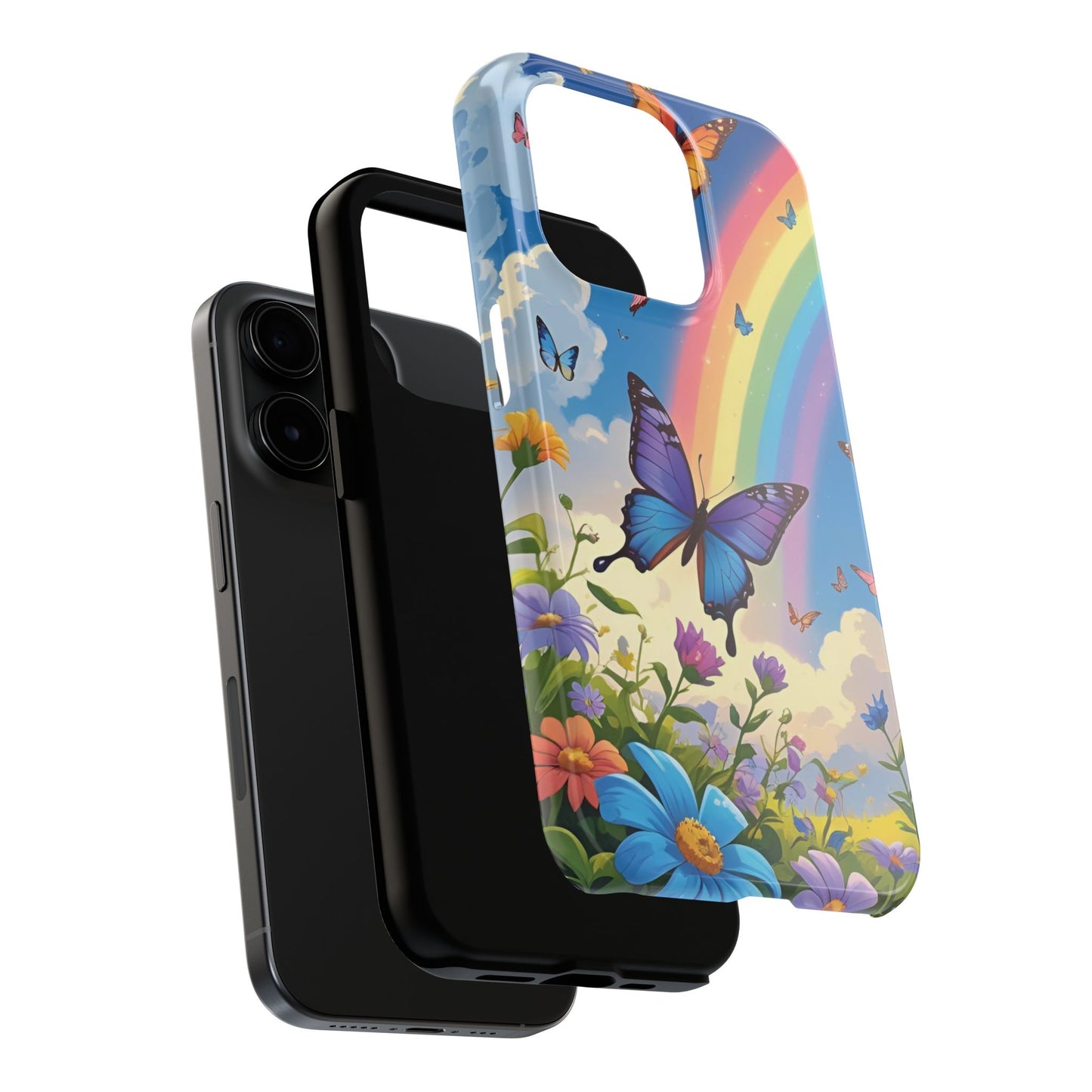 Retro Rainbow Butterfly iPhone Case