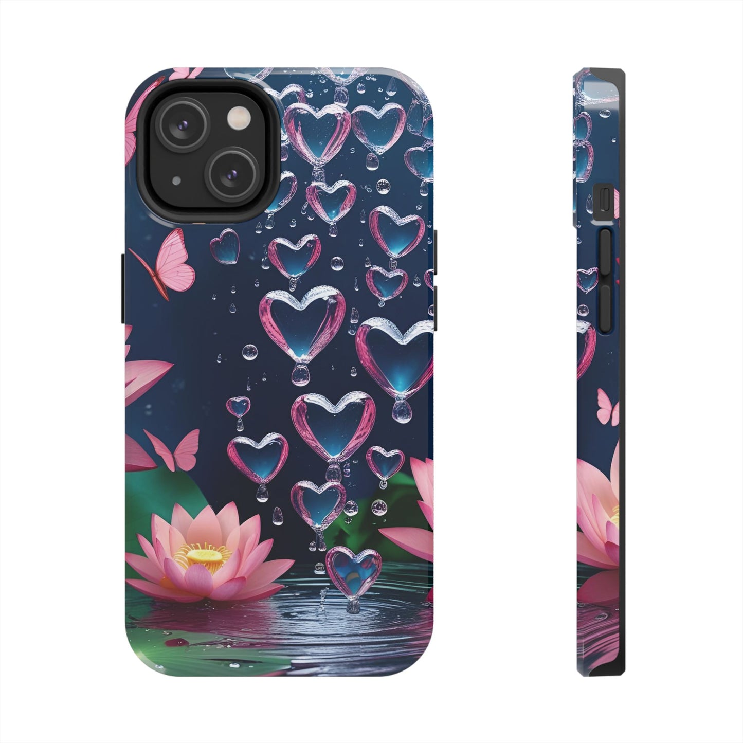 Pink Lotus Water Hearts iPhone Case
