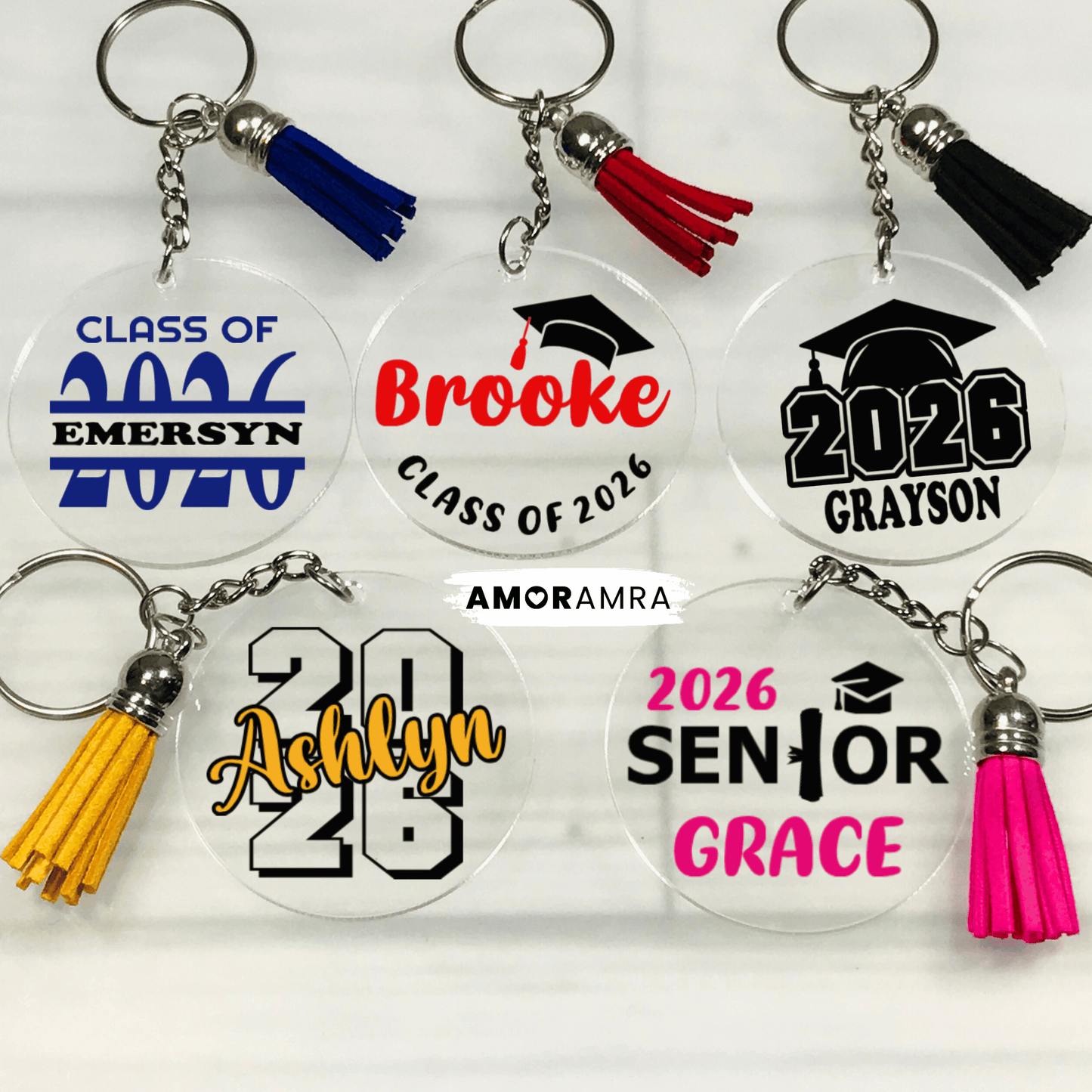 Collection of personalized graduation keychains with names and class years. Personalized Graduation Keychain, 2026 Custom Graduate Gift, Senior 2026 Gift Idea, Graduation Keepsake Gifts, Class of 2026 Graduation Gift, 2026 graduation cap keychain, class of 2026 graduation cap keychain gift, class of 2026 graduate gift keychain
