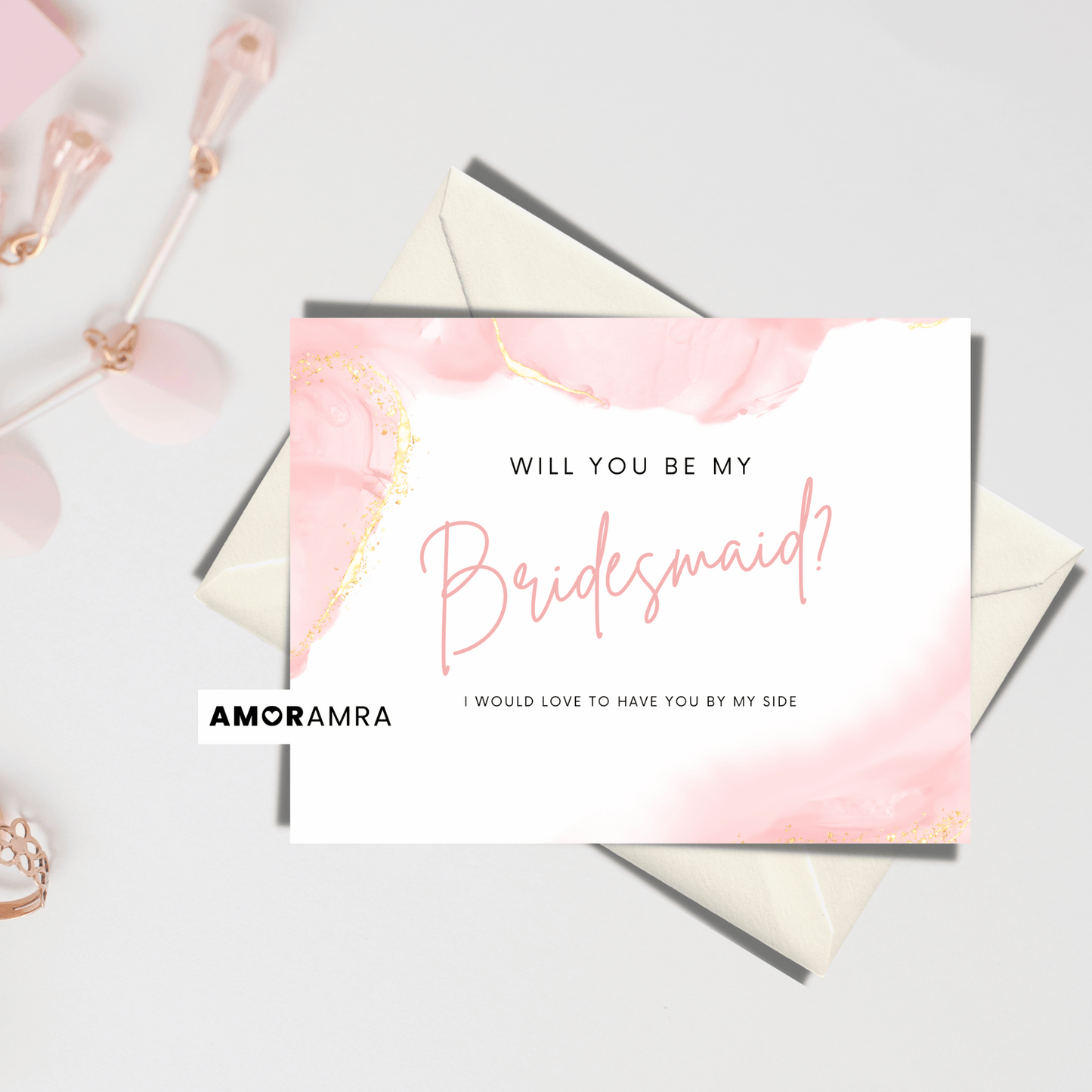 Printable Bridesmaid Proposal | Elegant Pink - Amor Amra