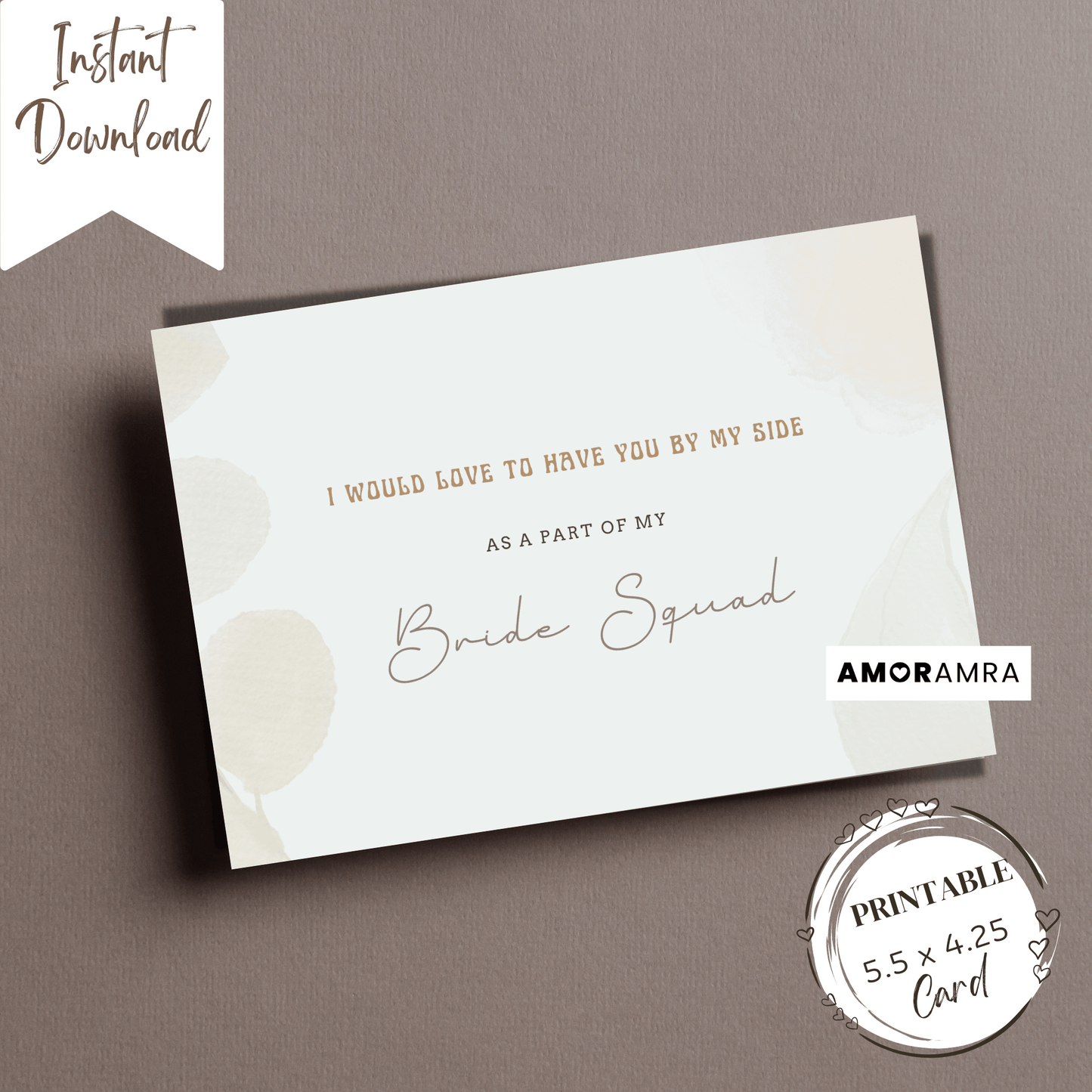 Printable Bridesmaid Proposal | Bride Squad Card - Amor Amra