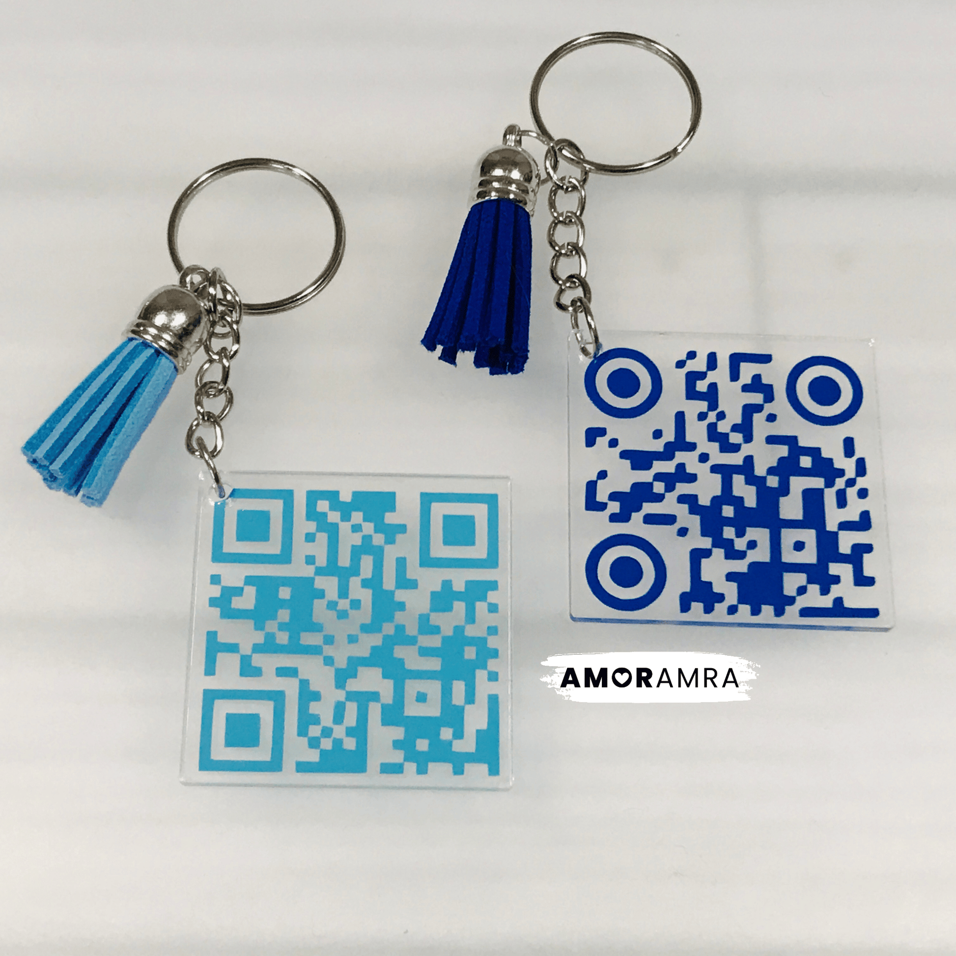 QR Code Keychain | Scannable Keychain - Amor Amra