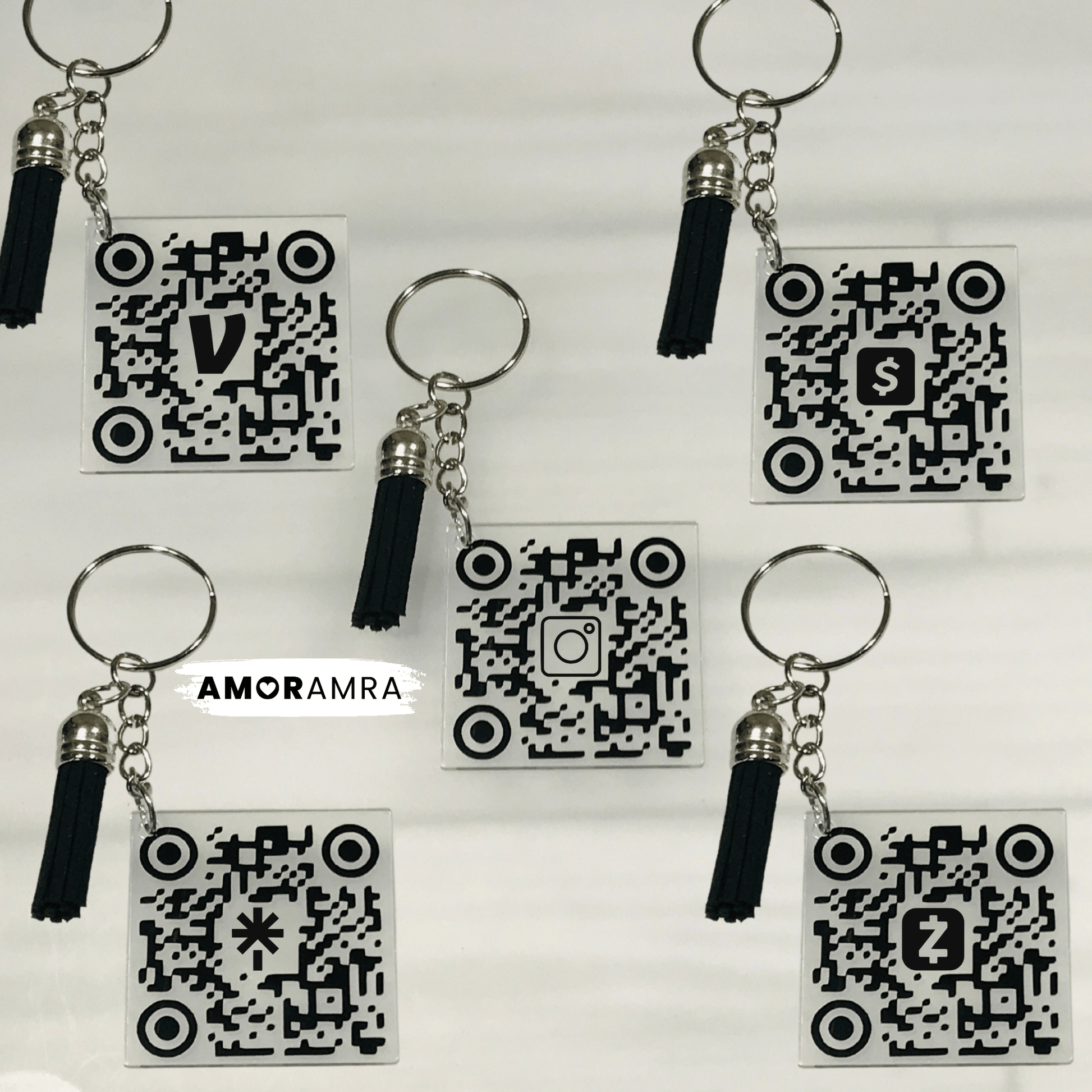 QR Code Keychain | Scannable Keychain - Amor Amra