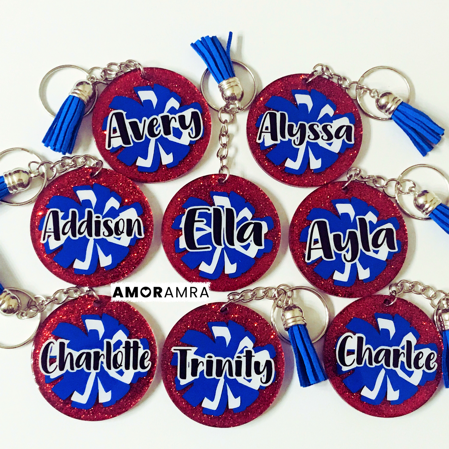 Glitter Cheerleader Keychain - Cheer Gift - Amor Amra