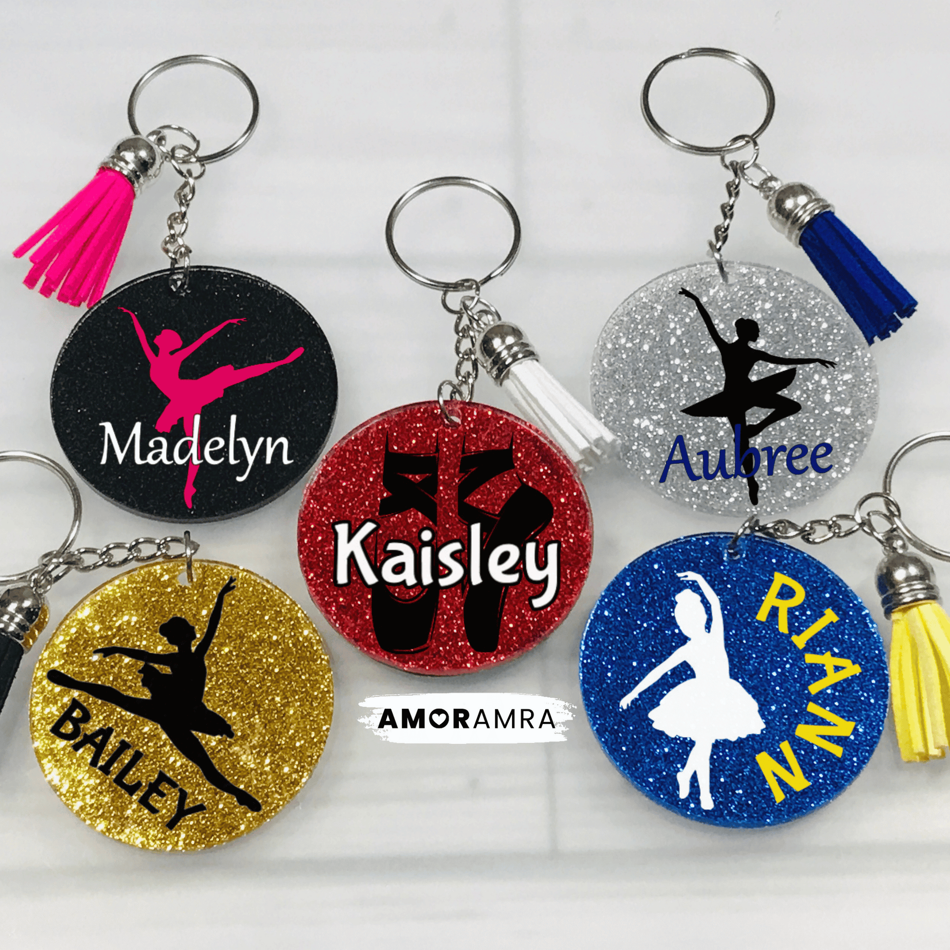 Personalized Ballet Keychains, Ballet Dancer, Ballerina Keychain, Ballet Bag Tag, Ballet Gift, Recital Gift, Pointe Shoes